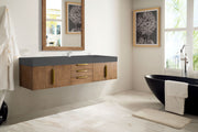 James Martin Mercer Island 72" Single Vanity in Latte Oak, Radiant Gold with Dusk Grey Glossy Composite Stone Top