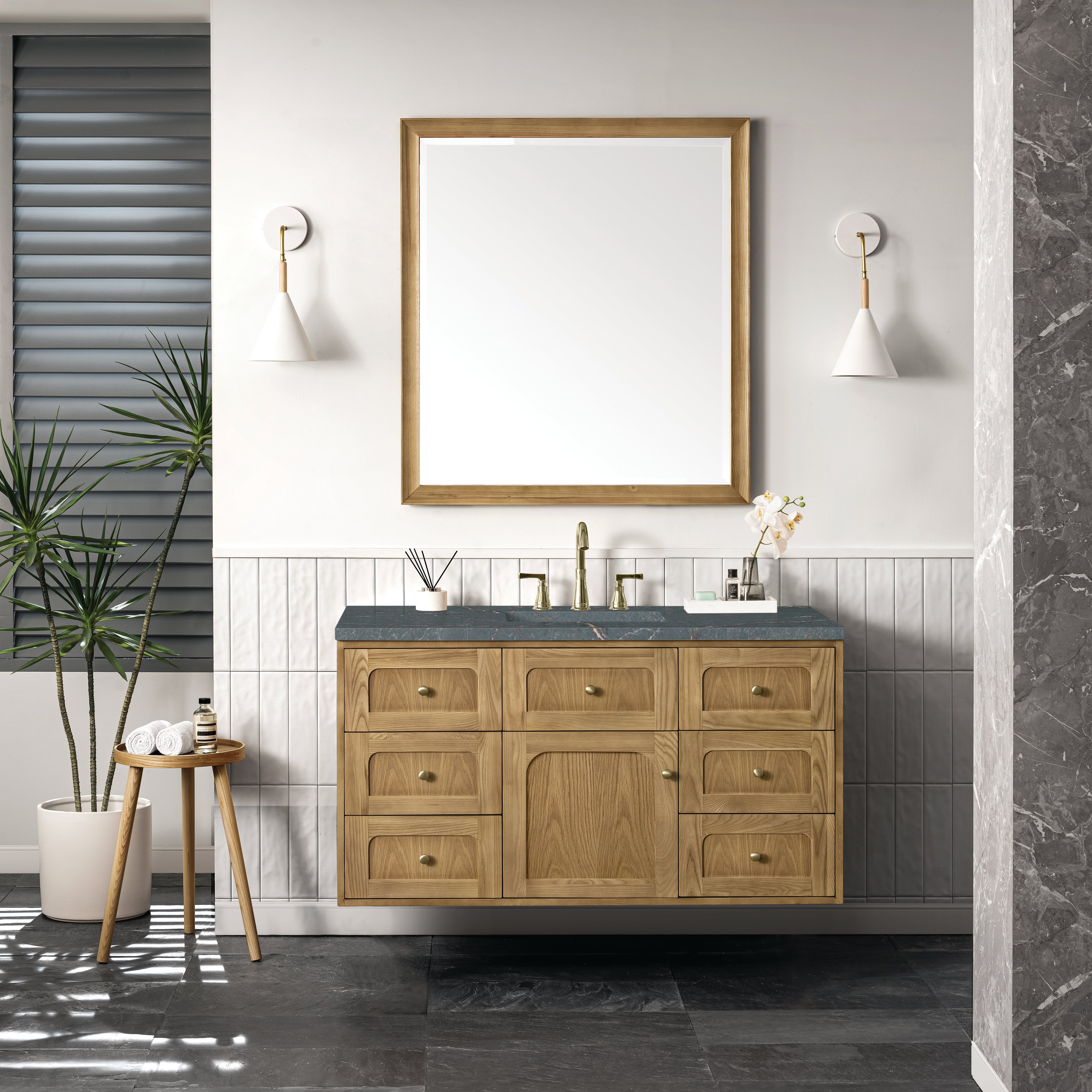 James Martin Laurent 48" Single Vanity in Light Natural Oak with 3cm Countertop