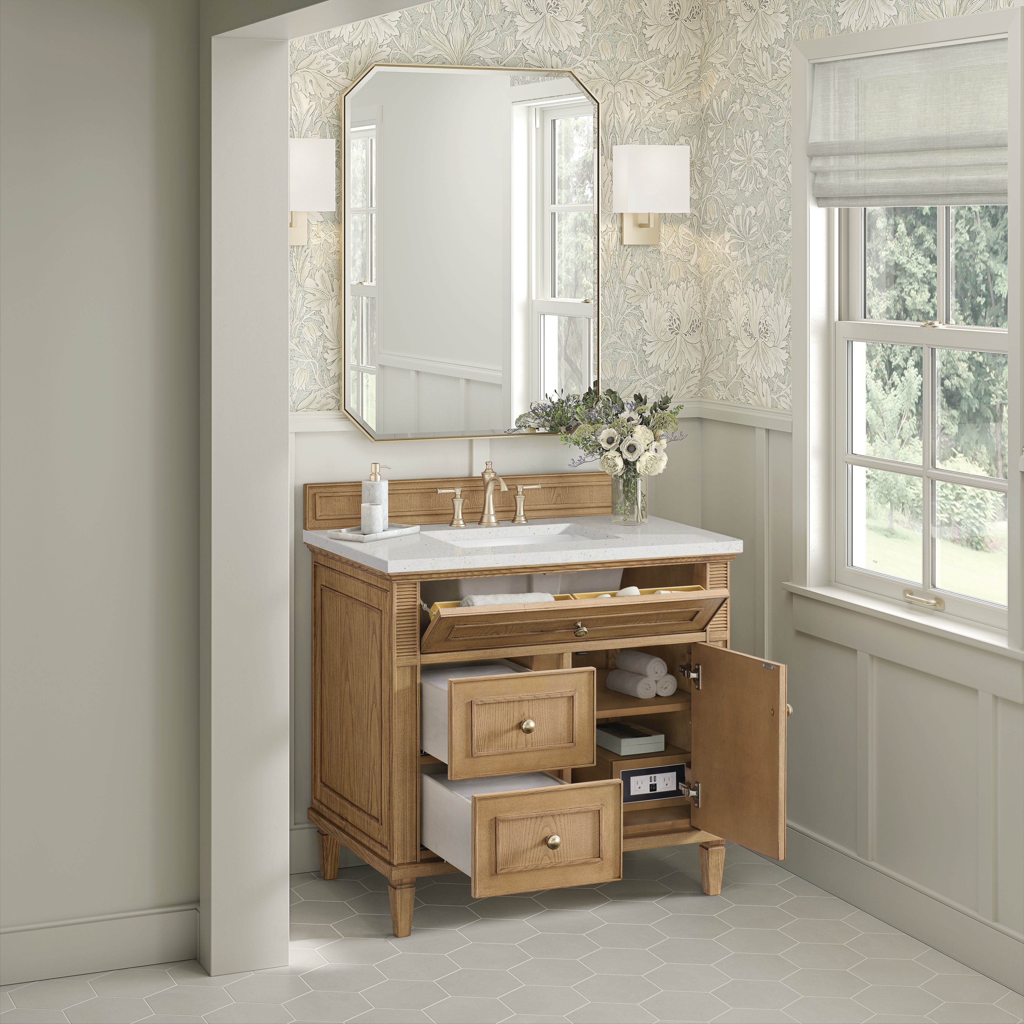 James Martin Lorelai 36" Single Vanity in Light Natural Oak with 3cm Countertop