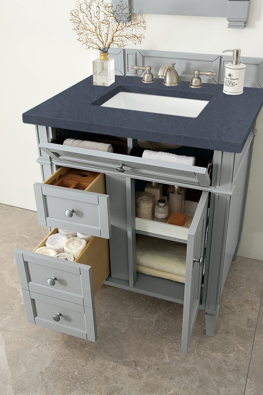 James Martin Brittany 30" Single Vanity in Urban Gray with 3cm Countertop