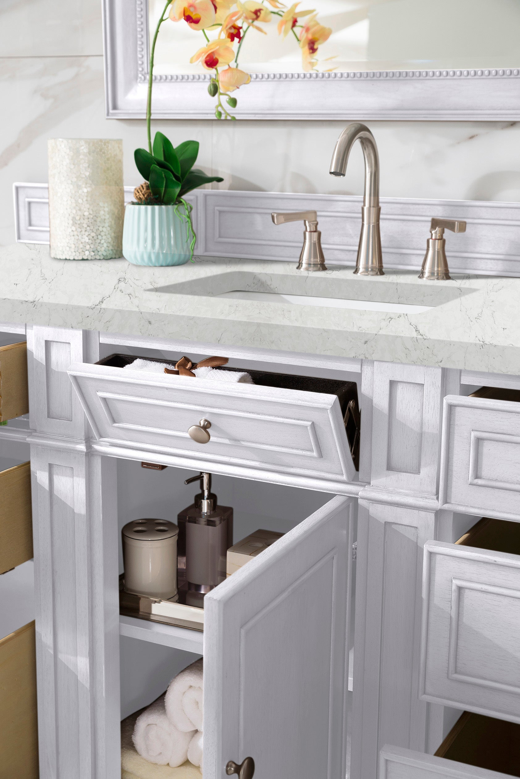 James Martin Bristol 60" Single Vanity in Bright White with 3cm Countertop