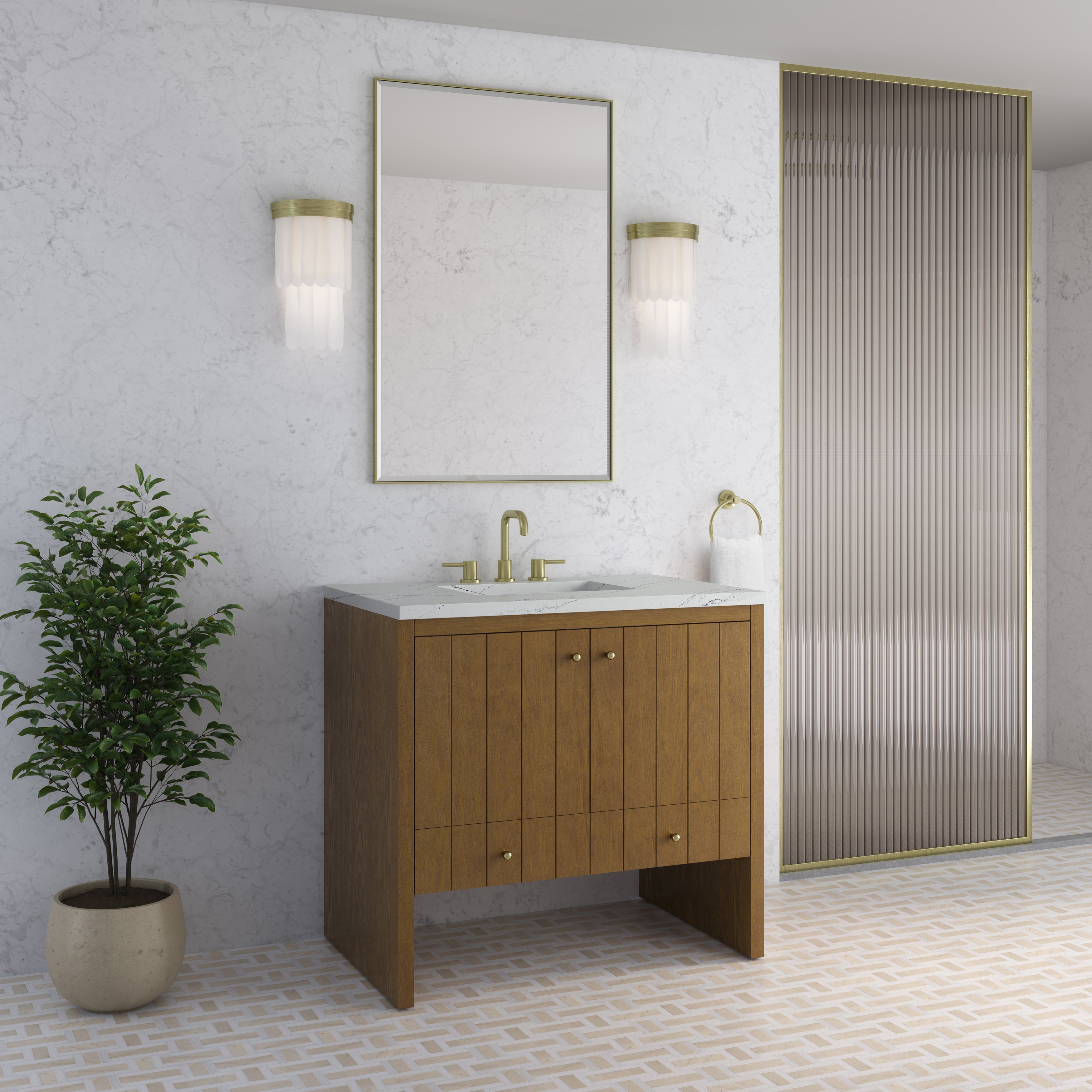 James Martin Hudson 36" Single Vanity in Honey Oak with 3cm Countertop