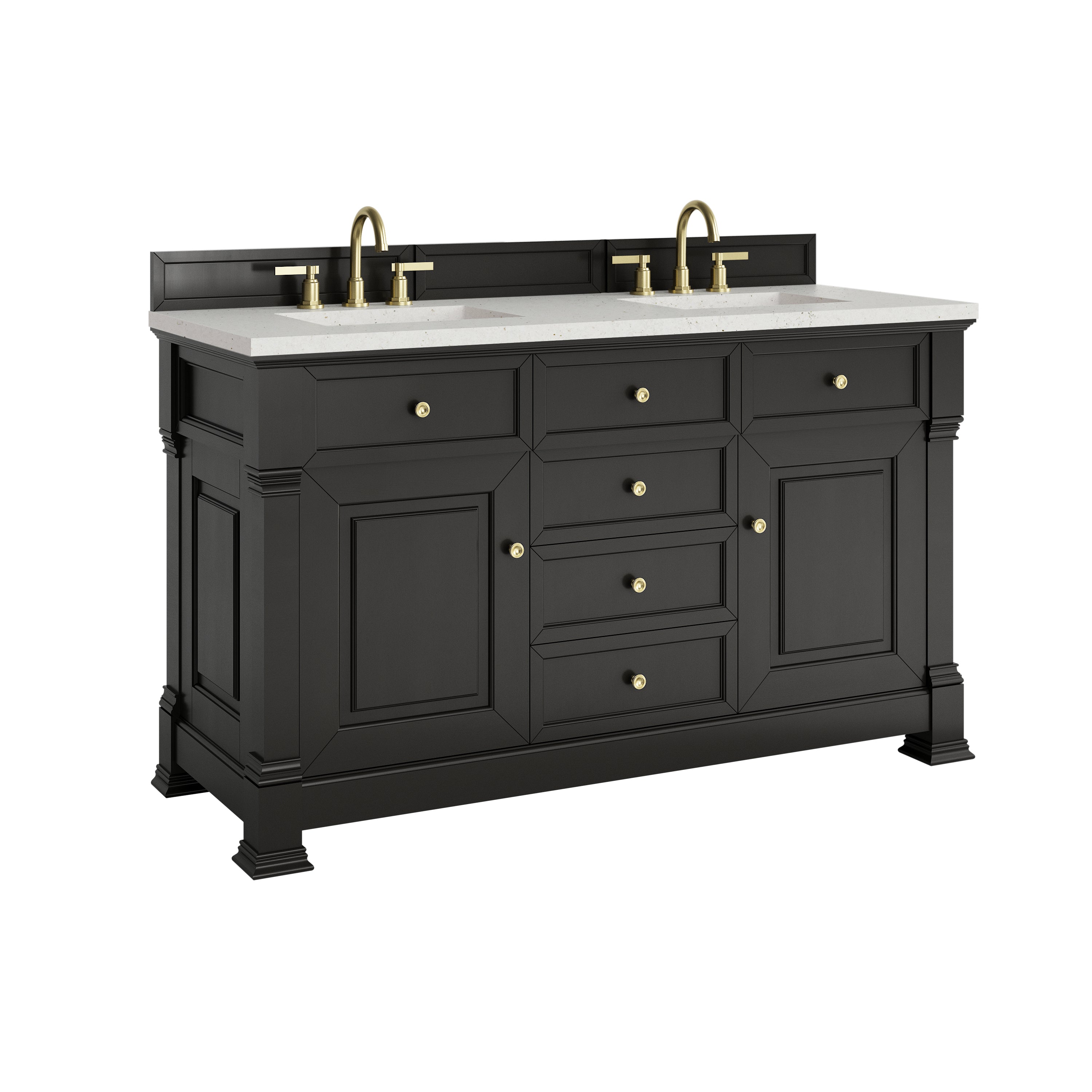 James Martin Brookfield 60" Double Vanity in Black Onyx with 3cm Countertop