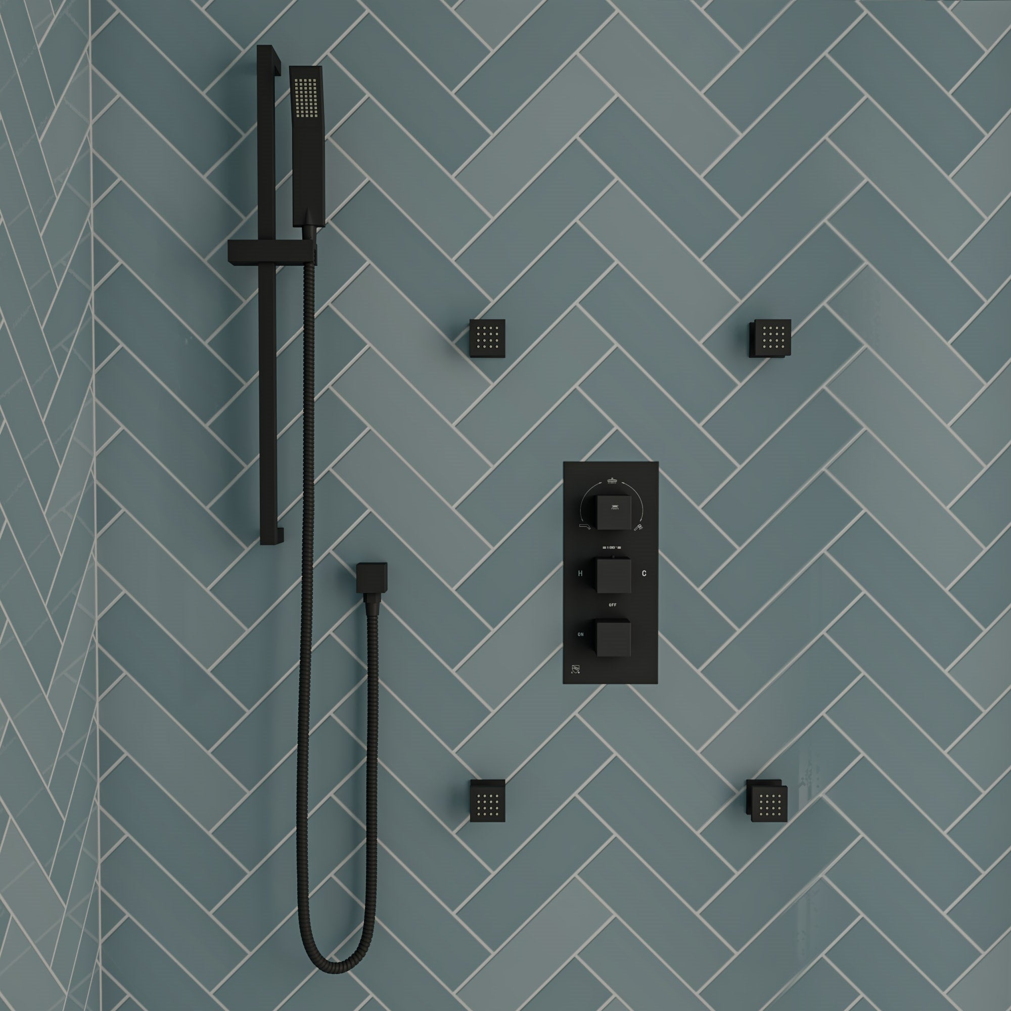 ALFI brand AB7606 Square Sliding Rail Hand Shower Set