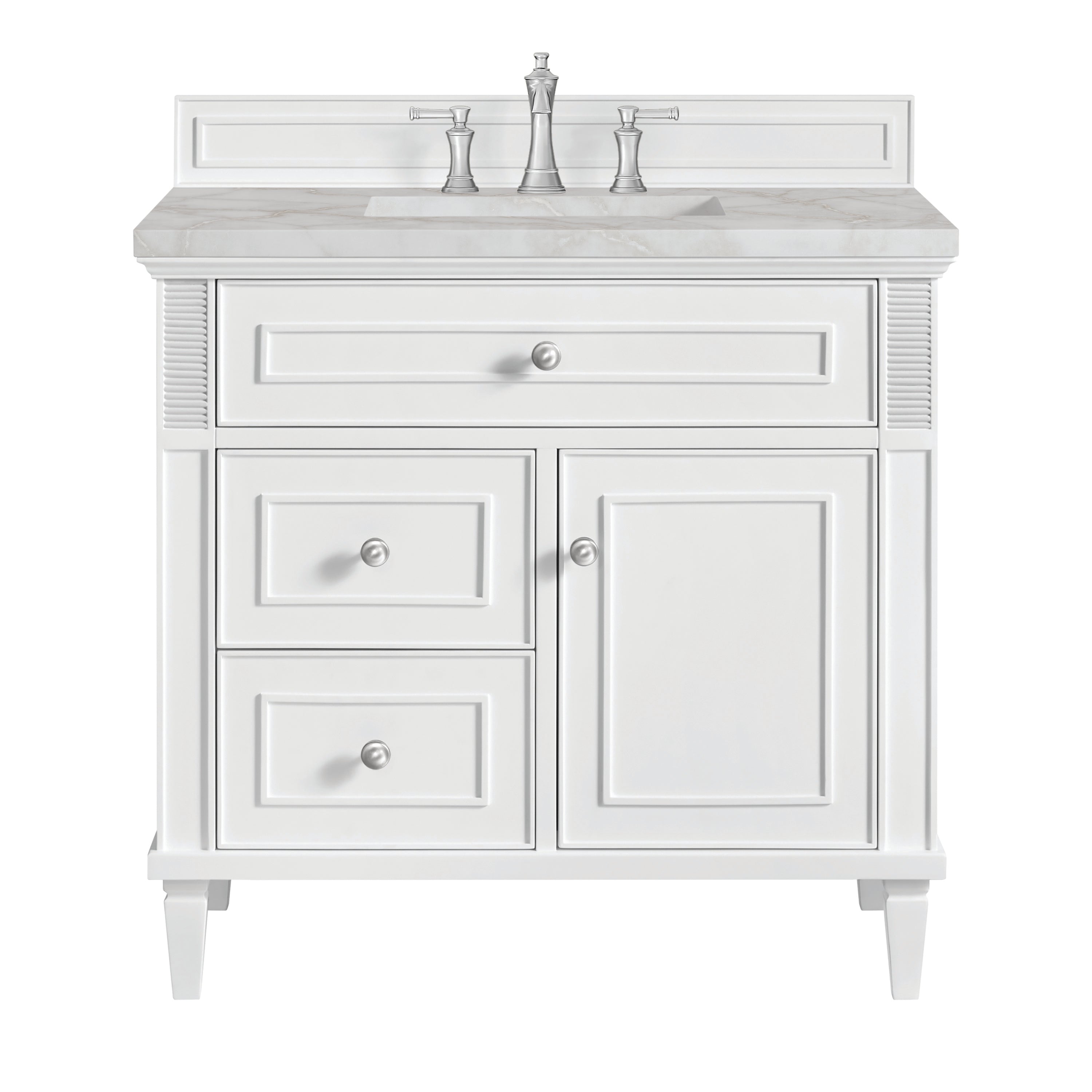 James Martin Lorelai 36" Single Vanity in Bright White with 3cm Countertop