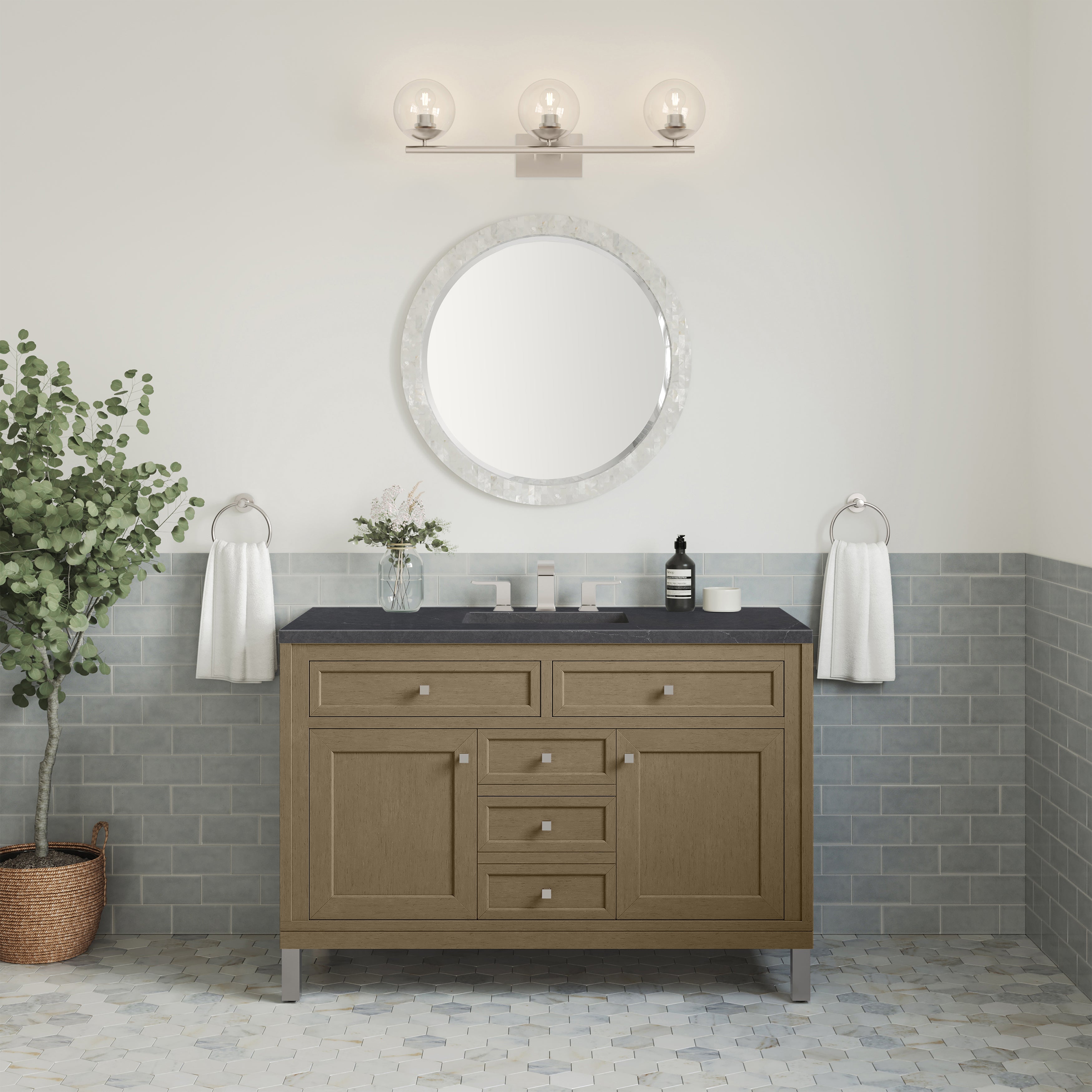 James Martin Chicago 48" Single Vanity in Walnut Whisper with 3cm Countertop