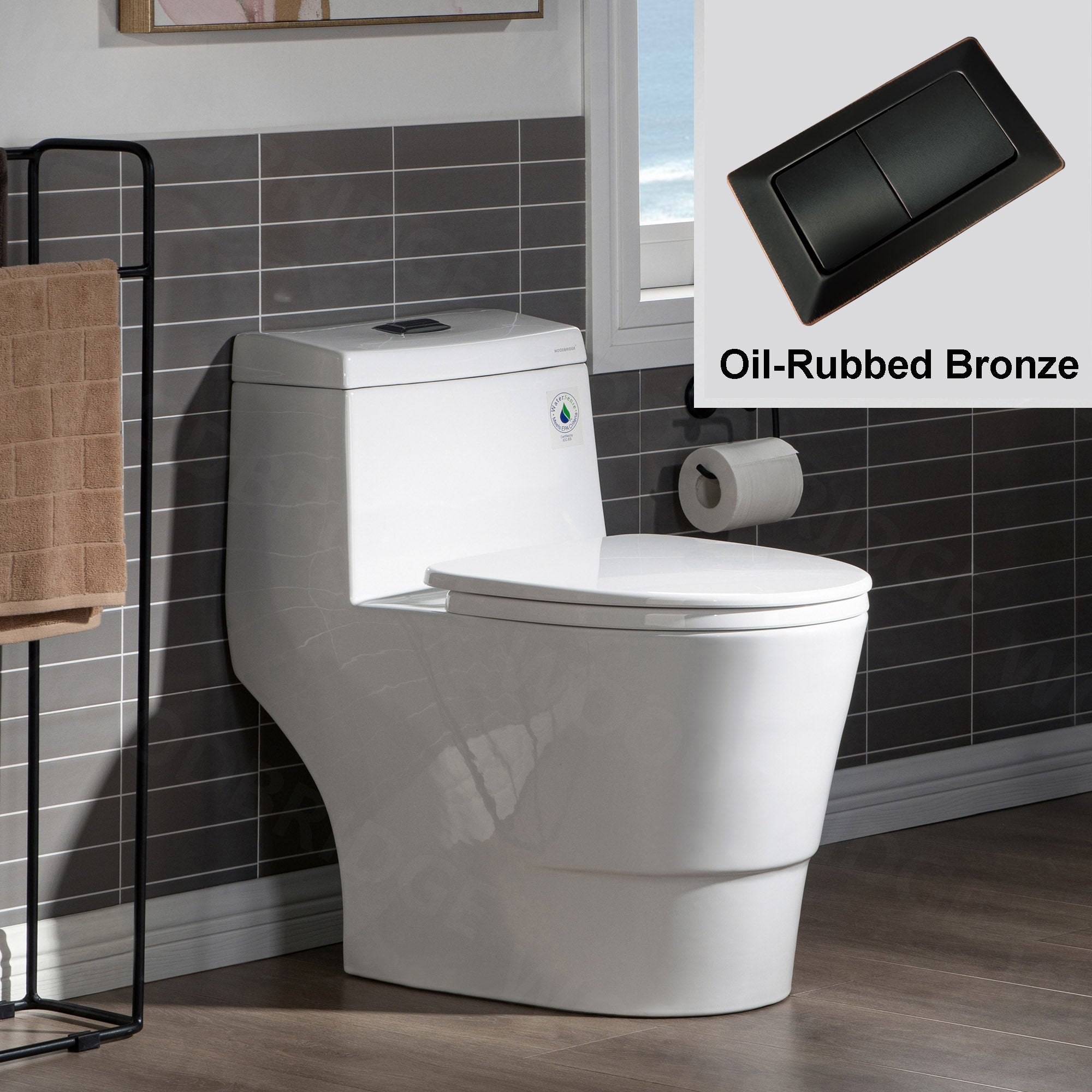 WOODBRIDGE One Piece Toilet with Soft Closing Seat, Chair Height, 1.28 GPF Dual, Water Sensed, 1000 Gram MaP Flushing Score Toilet