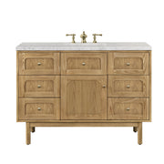 James Martin Laurent 48" Single Vanity in Light Natural Oak with 3cm Countertop and FreePower Wireless Charger
