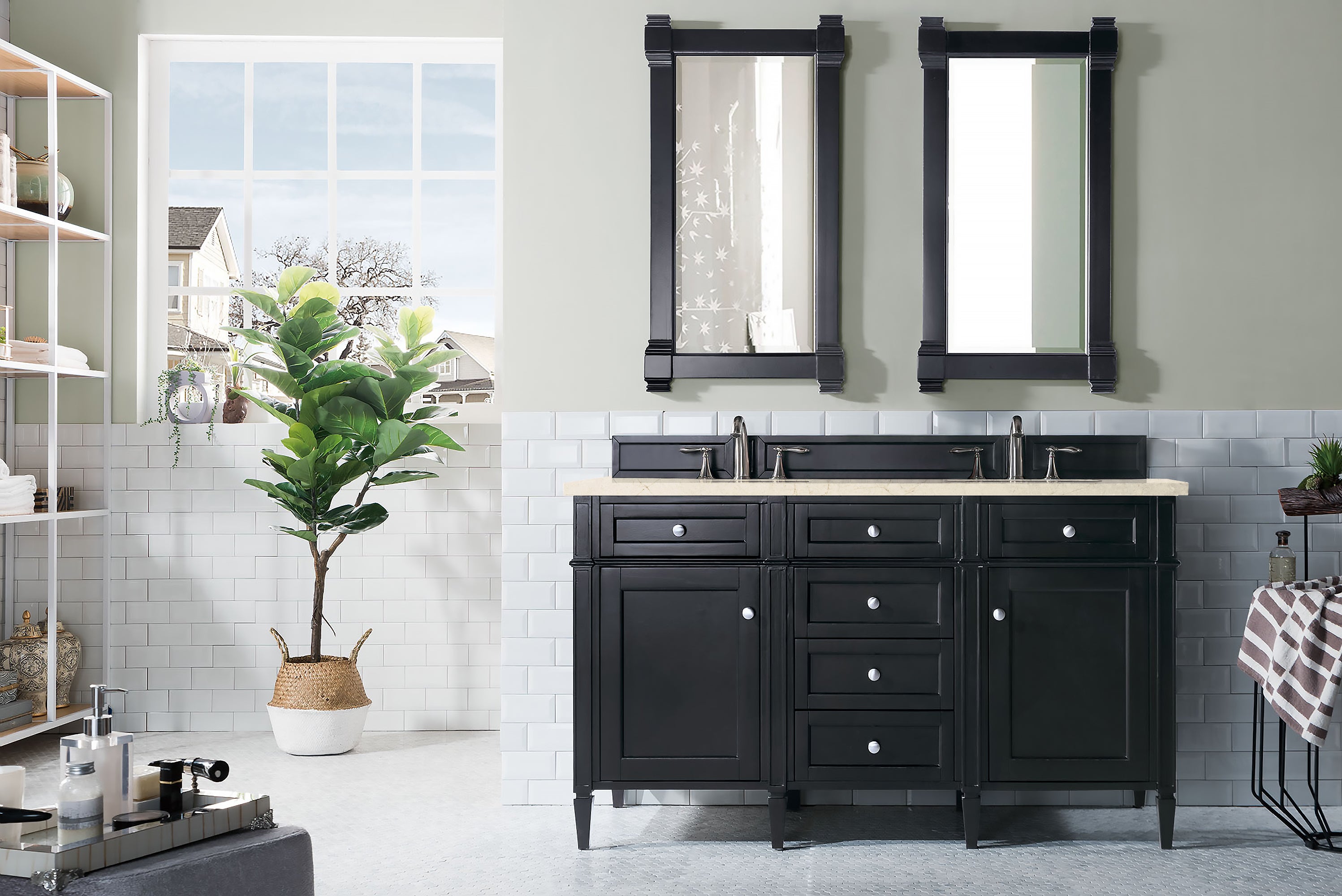 James Martin Brittany 60" Double Vanity in Black Onyx with 3cm Countertop