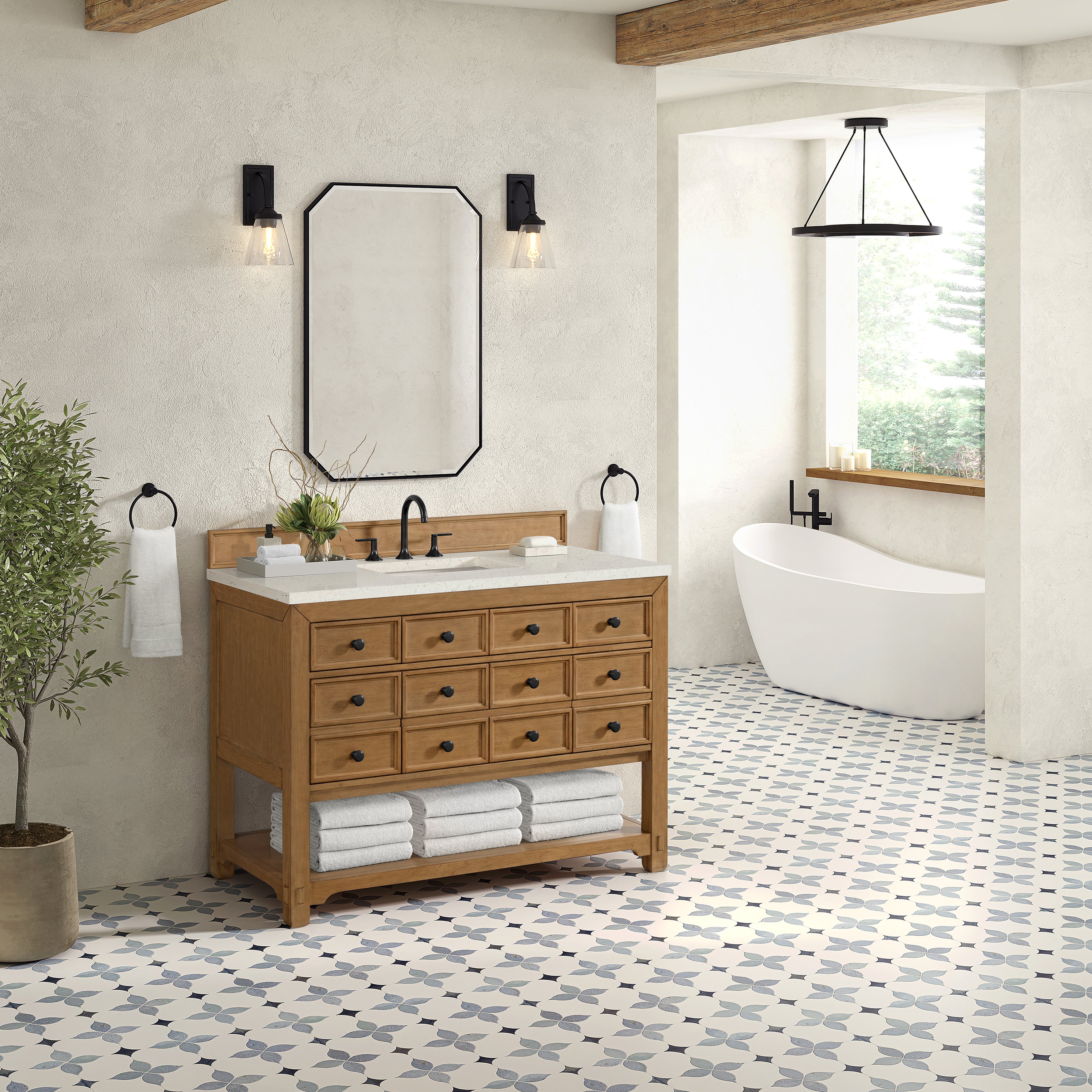 James Martin Malibu 48" Single Vanity in Amber Birch with 3cm Countertop