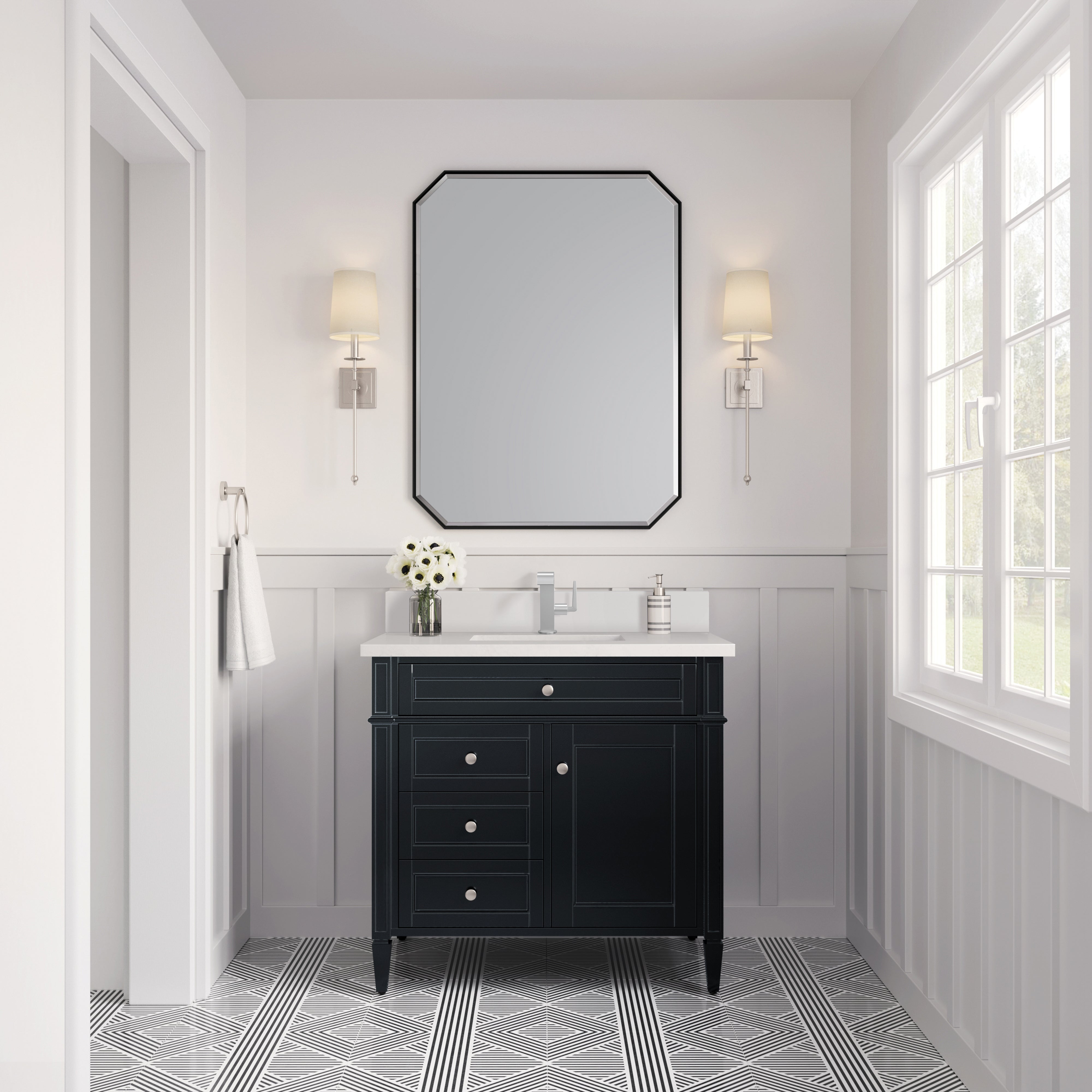 James Martin Brittany 36" Single Vanity in Black Onyx with 3cm Countertop