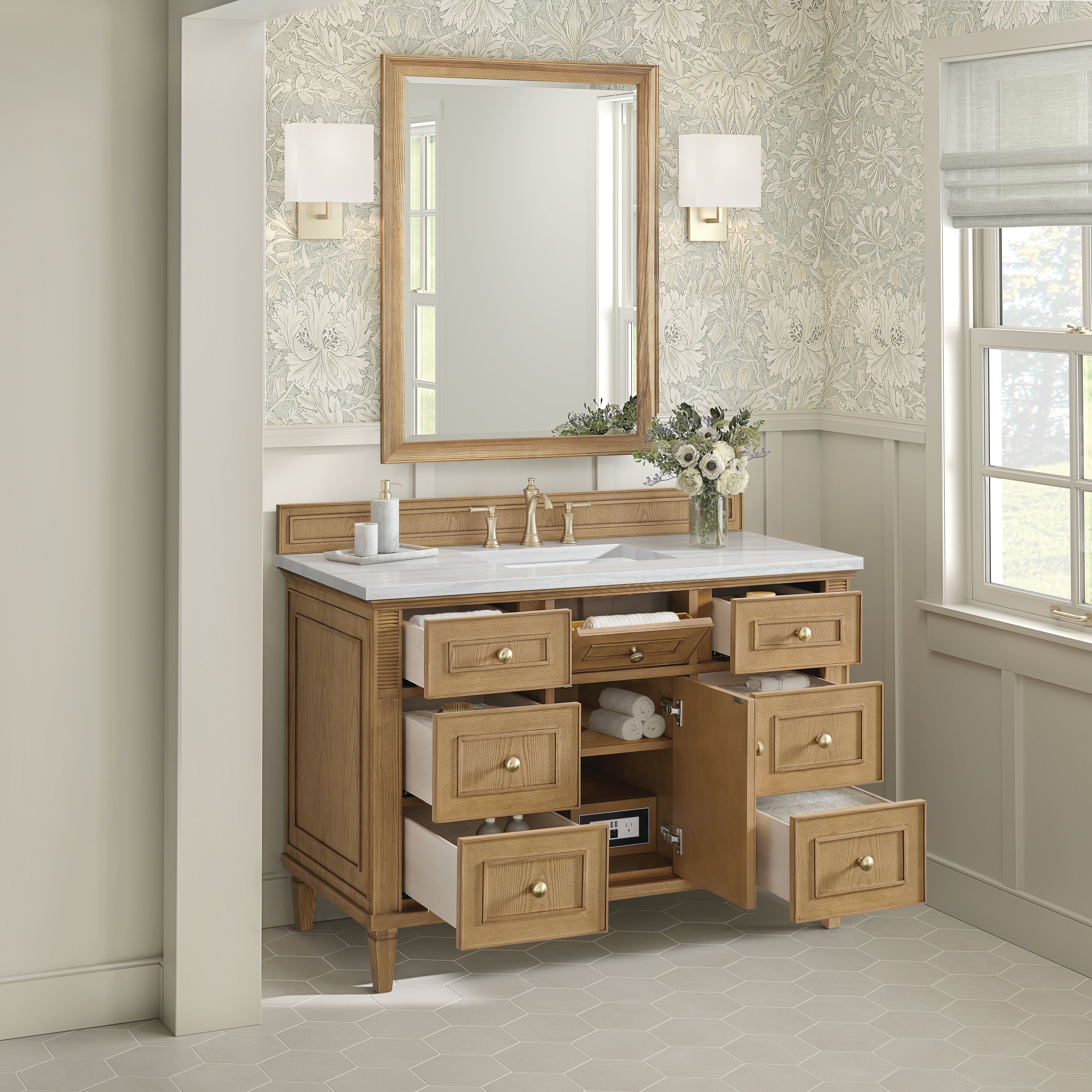 James Martin Lorelai 48" Single Vanity in Light Natural Oak with 3cm Countertop