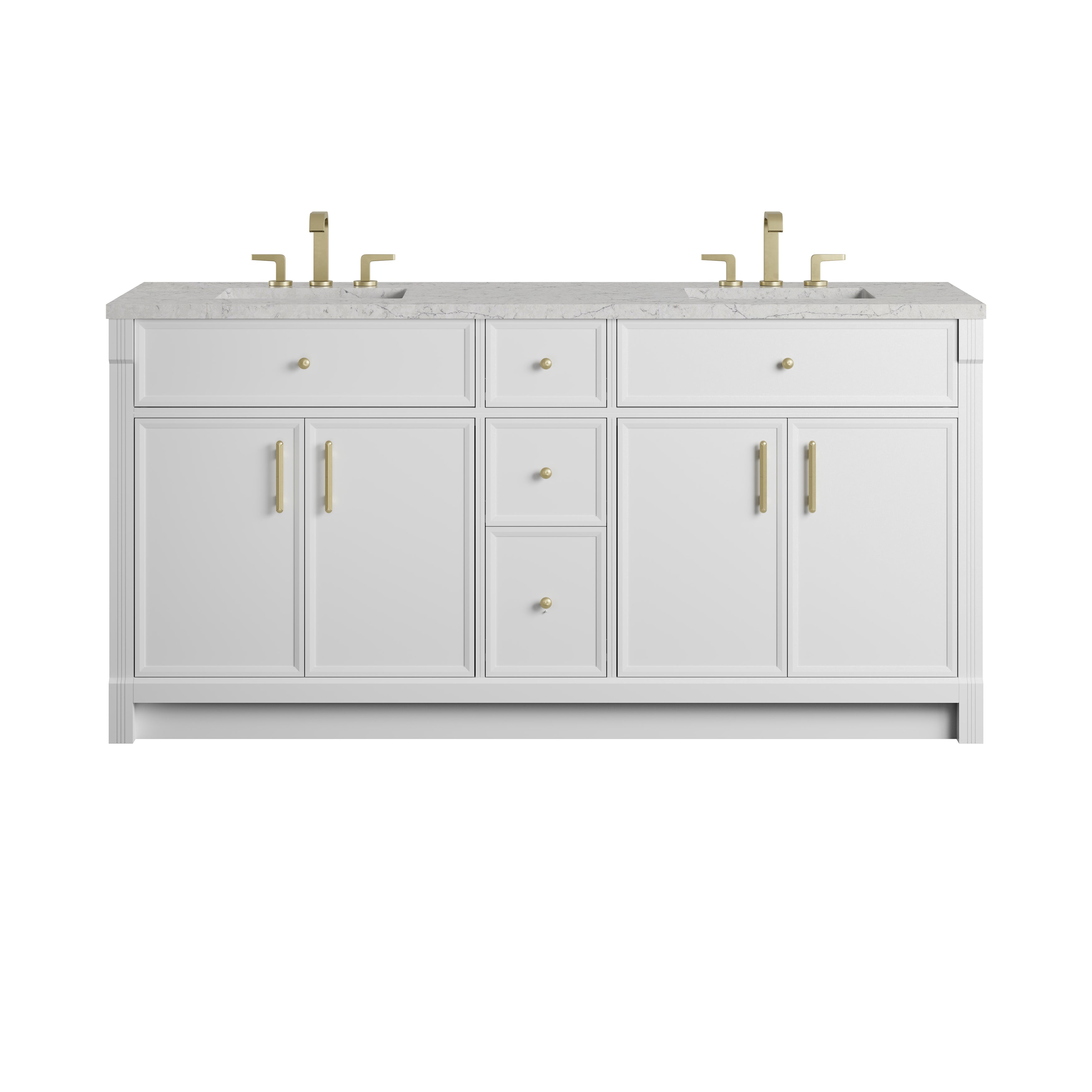 James Martin Bellshire 72" Double Vanity in Bright White with 3cm Countertop