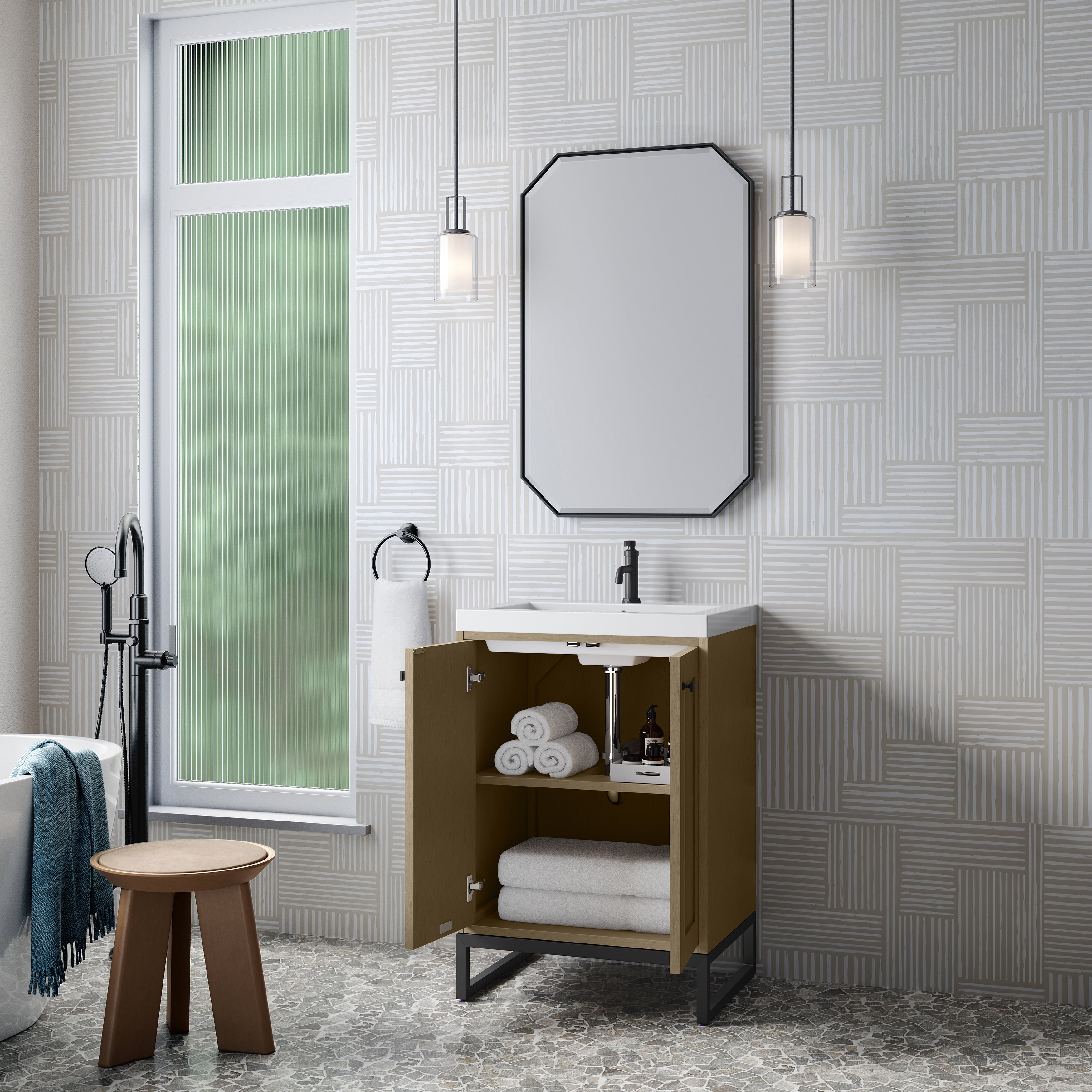 James Martin Chianti 24" Single Vanity in Glossy White with White Glossy Composite Stone Top