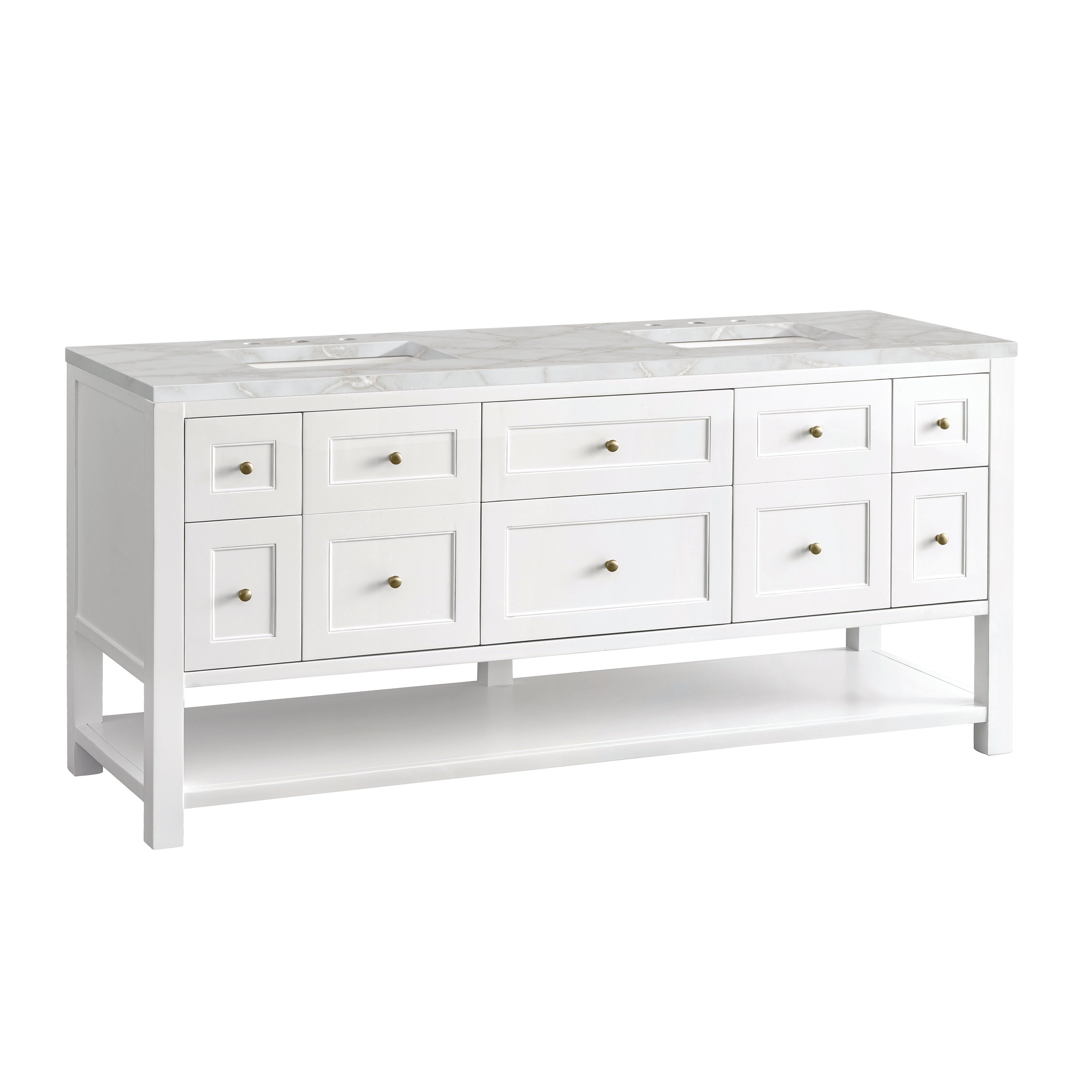 James Martin Breckenridge 72" Double Vanity in Bright White with 3cm Countertop