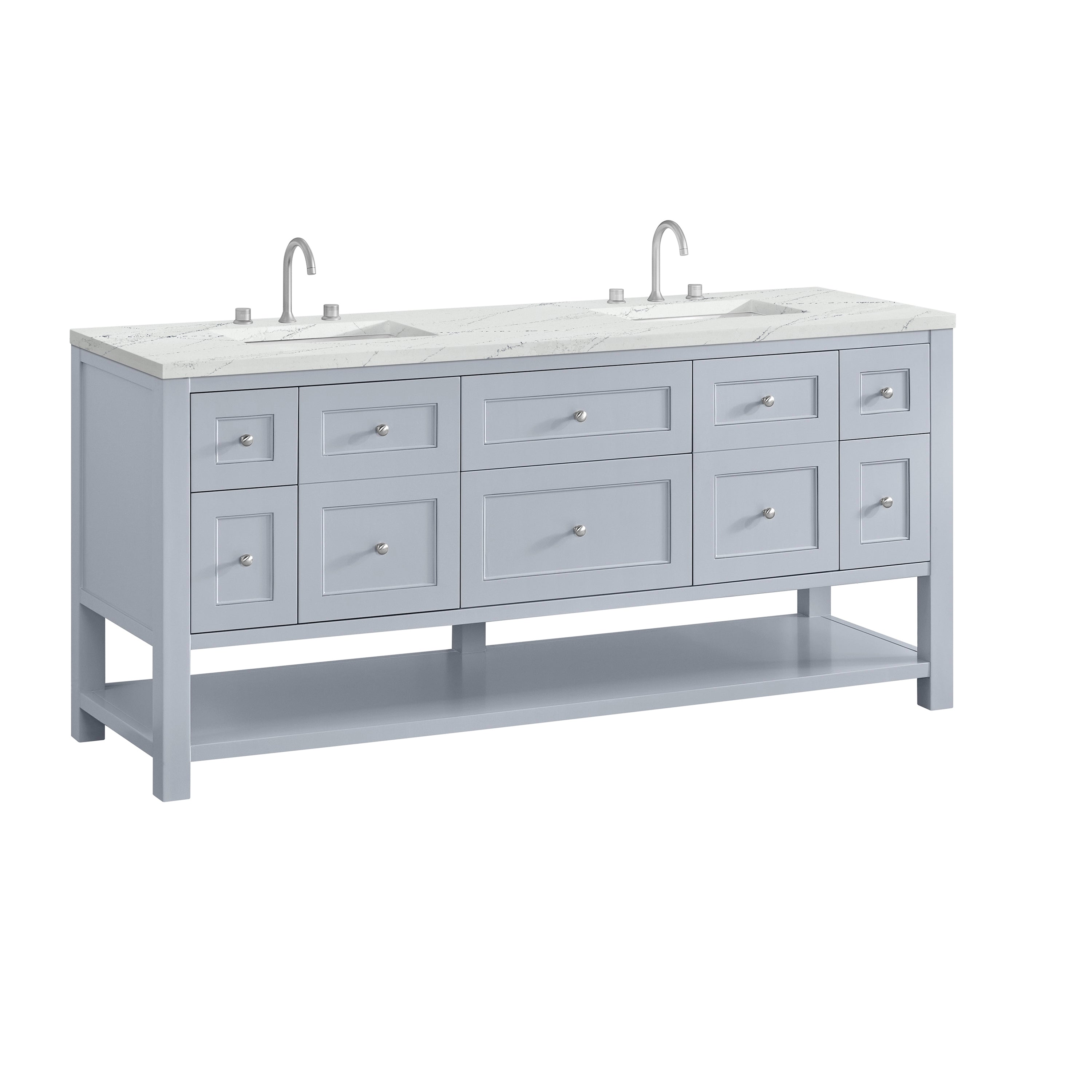James Martin Breckenridge 72" Double Vanity in Serenity Blue with 3cm Countertop and FreePower Wireless Charger