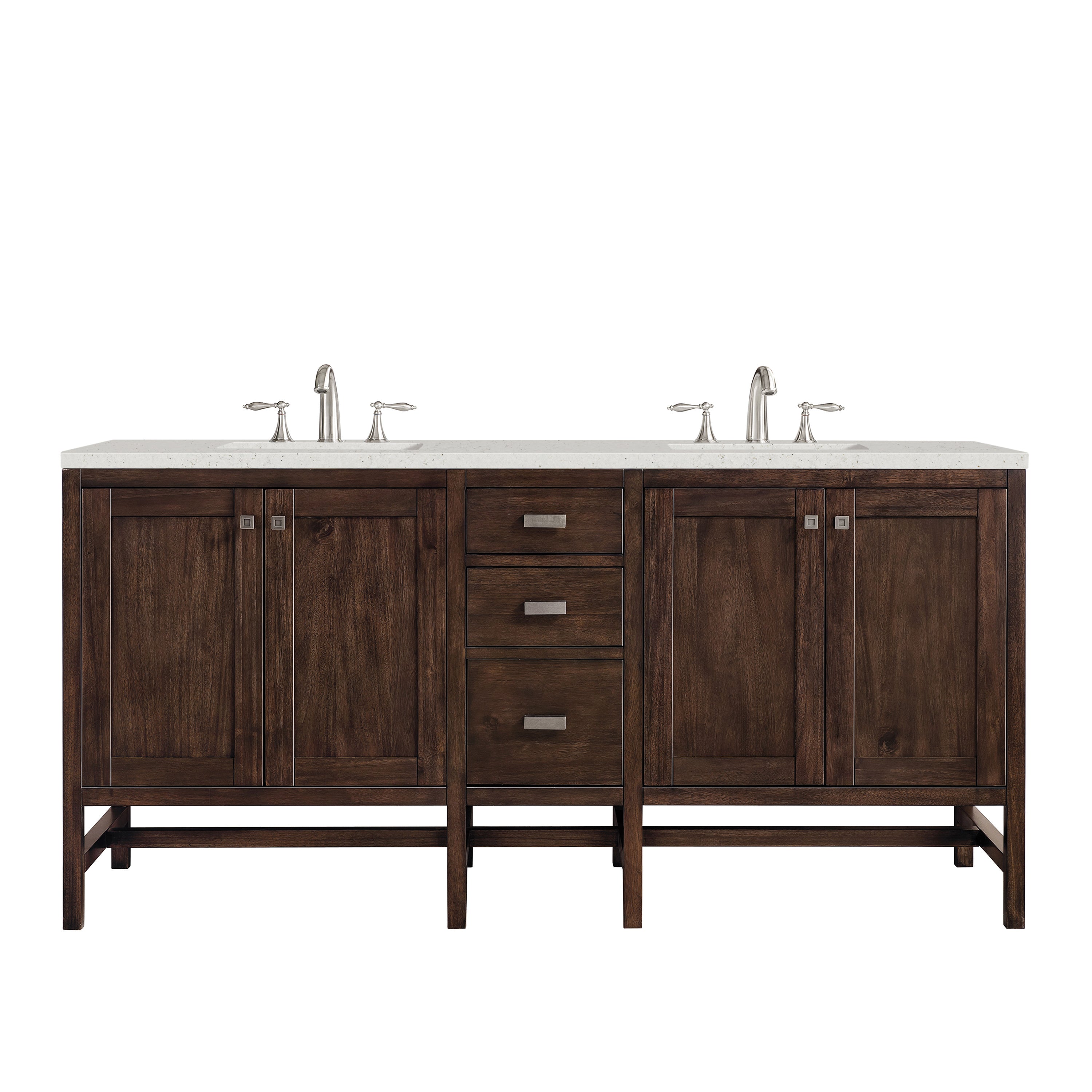 James Martin Addison 72" Double Vanity in Mid-Century Acacia with 3cm Countertop
