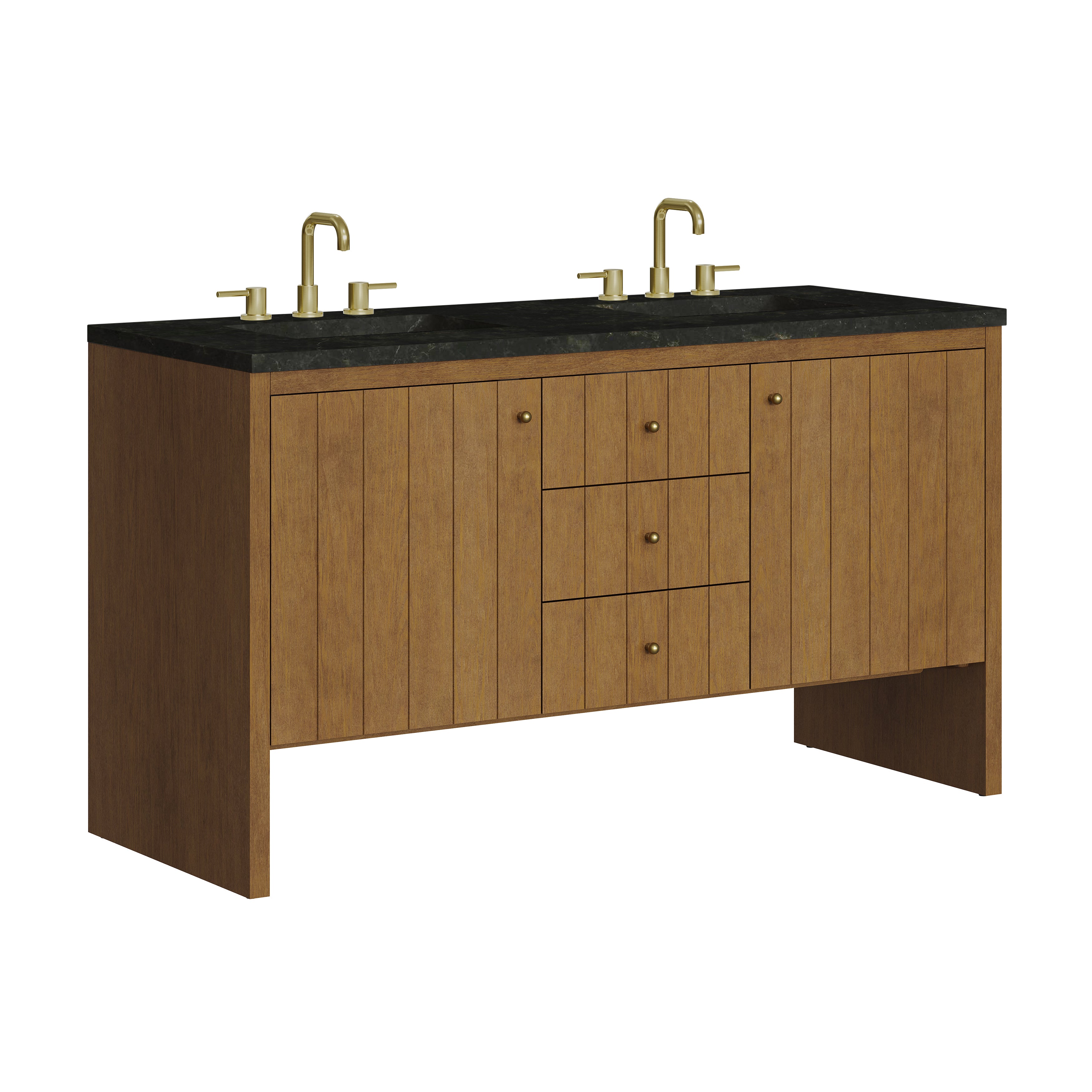 James Martin Hudson 60" Double Vanity in Honey Oak with 3cm Countertop