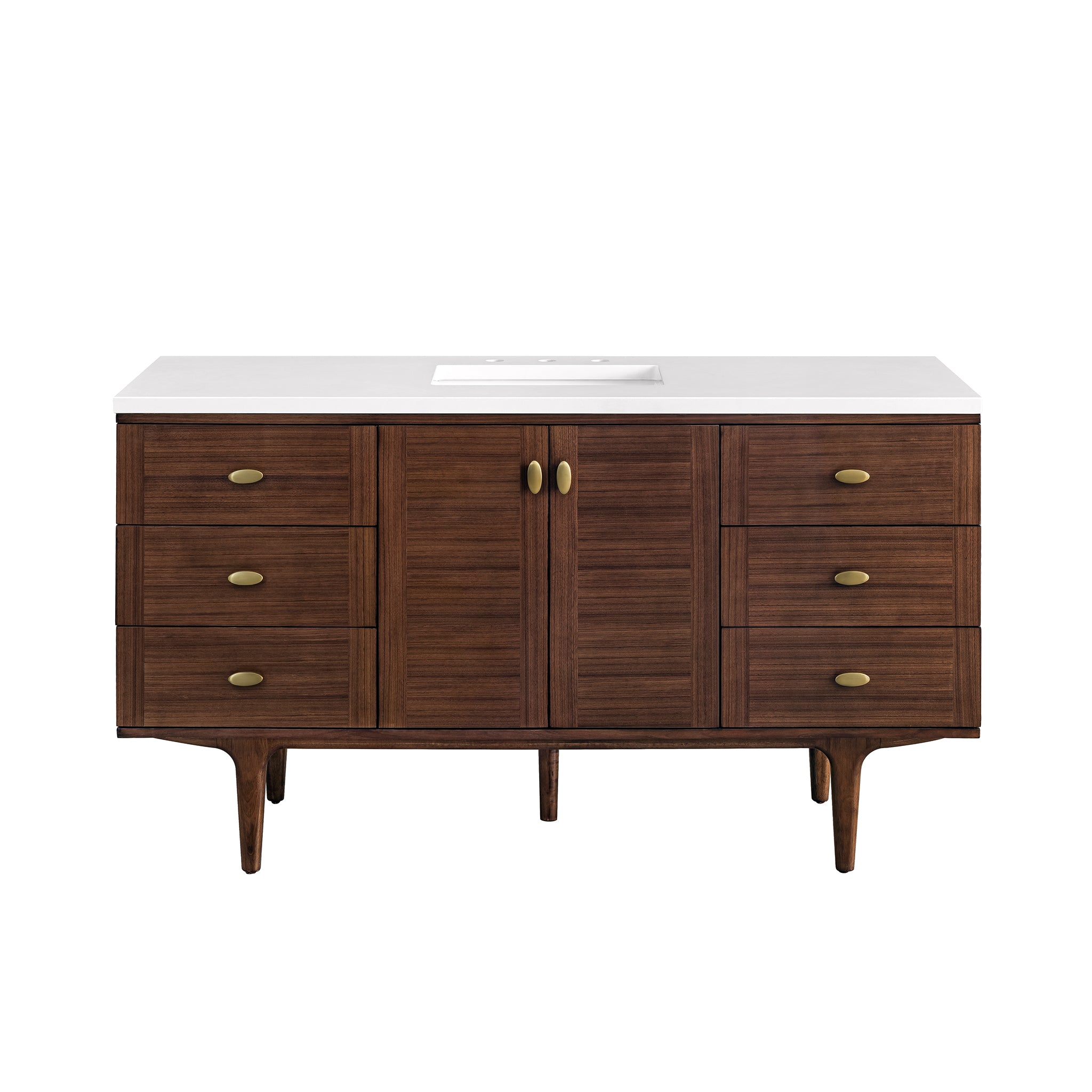 James Martin Amberly 60" Single Vanity in Mid-Century Walnut with 3cm Countertop