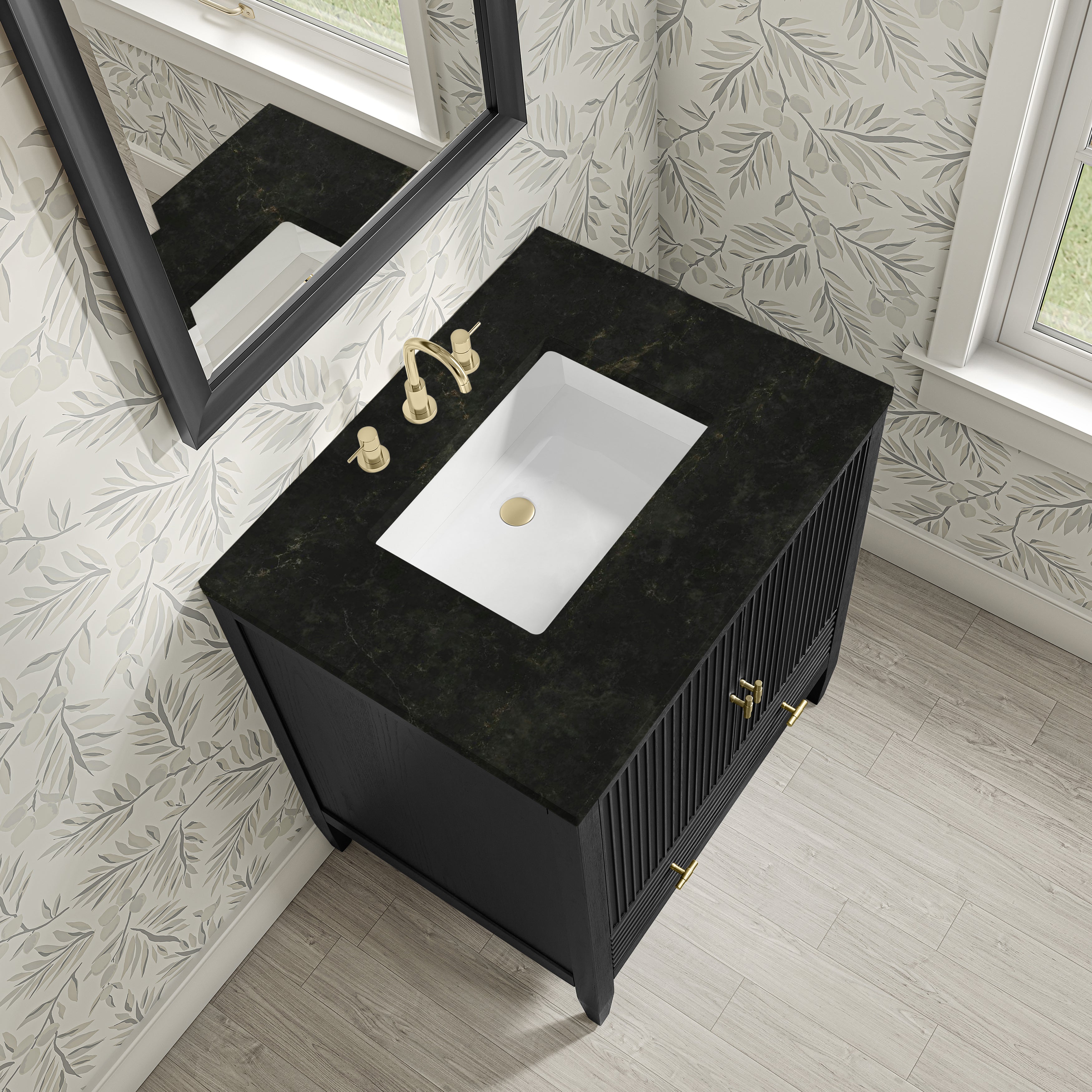 James Martin Myrrin 30" Single Vanity in Carbon Oak with 3cm Countertop