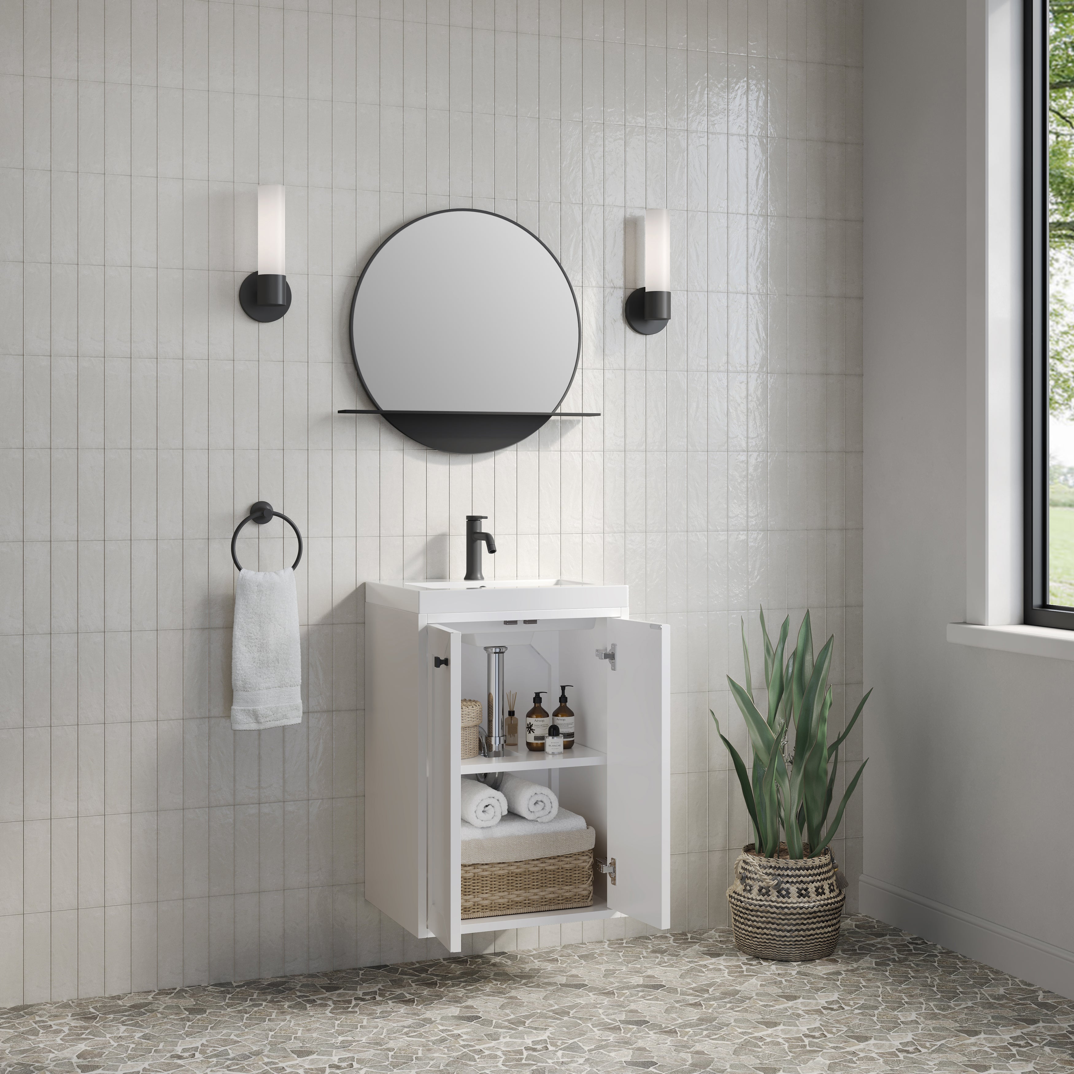 James Martin Chianti 20" Single Vanity in Glossy White with White Glossy Composite Stone Top