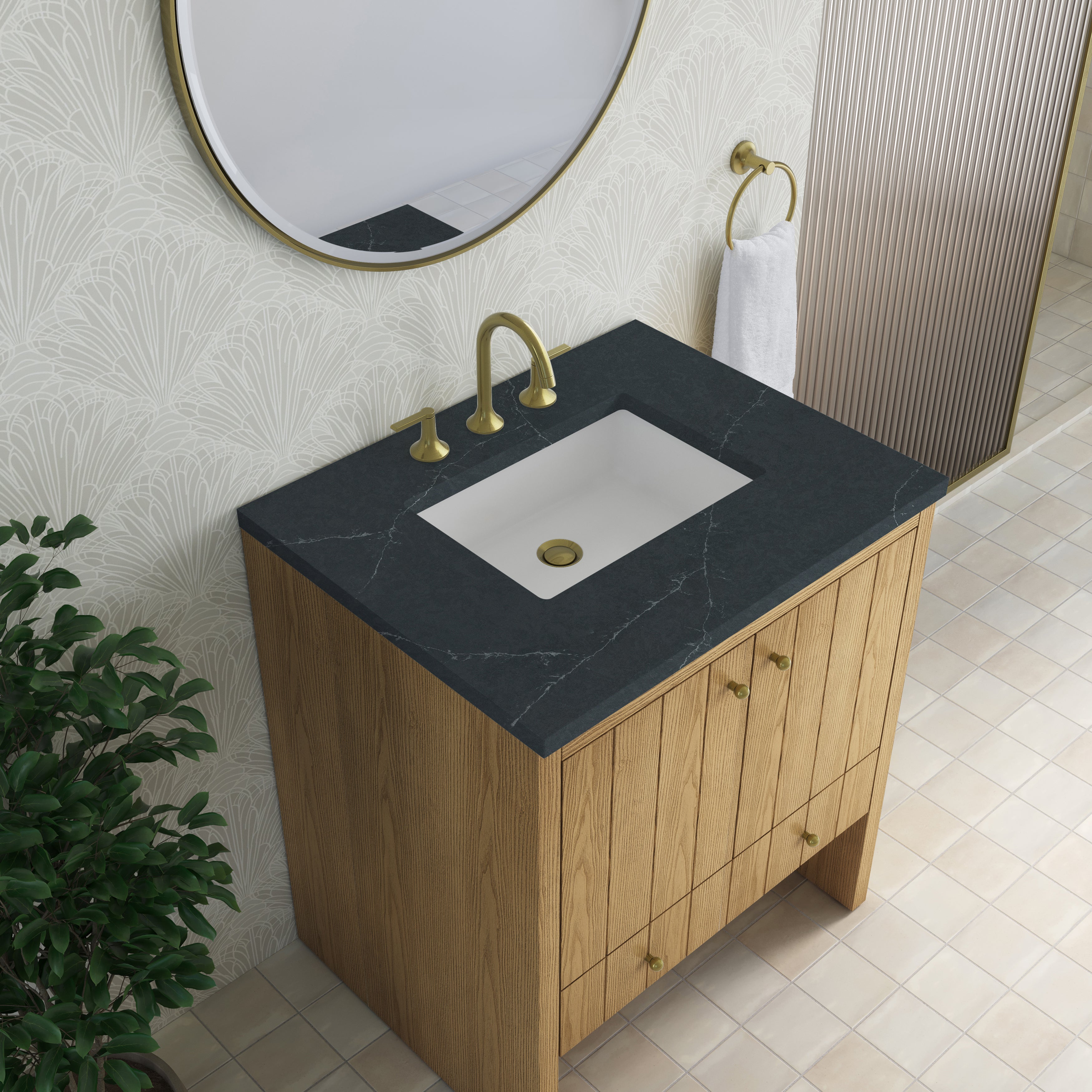 James Martin Hudson 30" Single Vanity in Light Natural Oak with 3cm Countertop