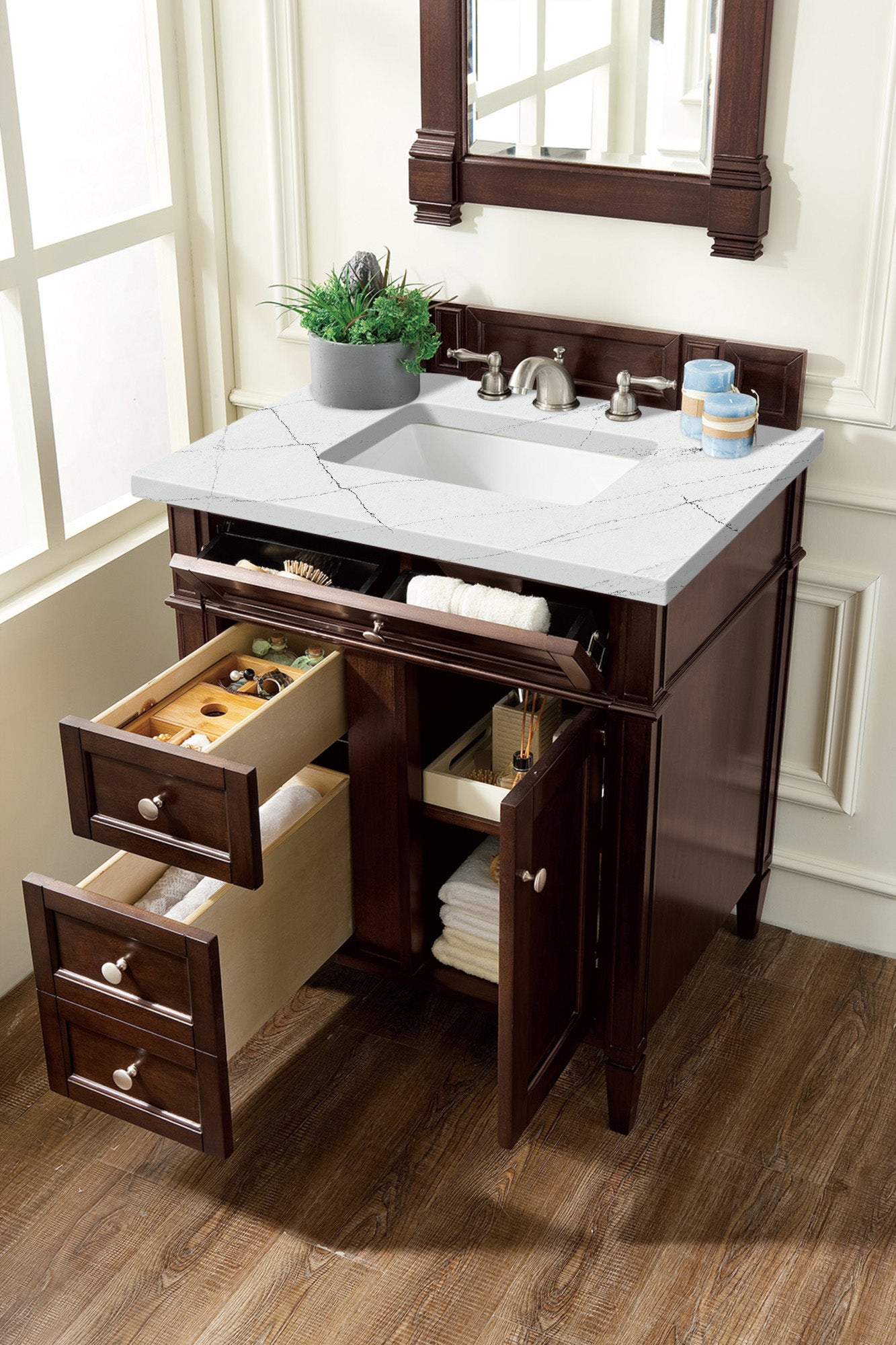 James Martin Brittany 30" Single Vanity in Burnished Mahogany with 3cm Countertop
