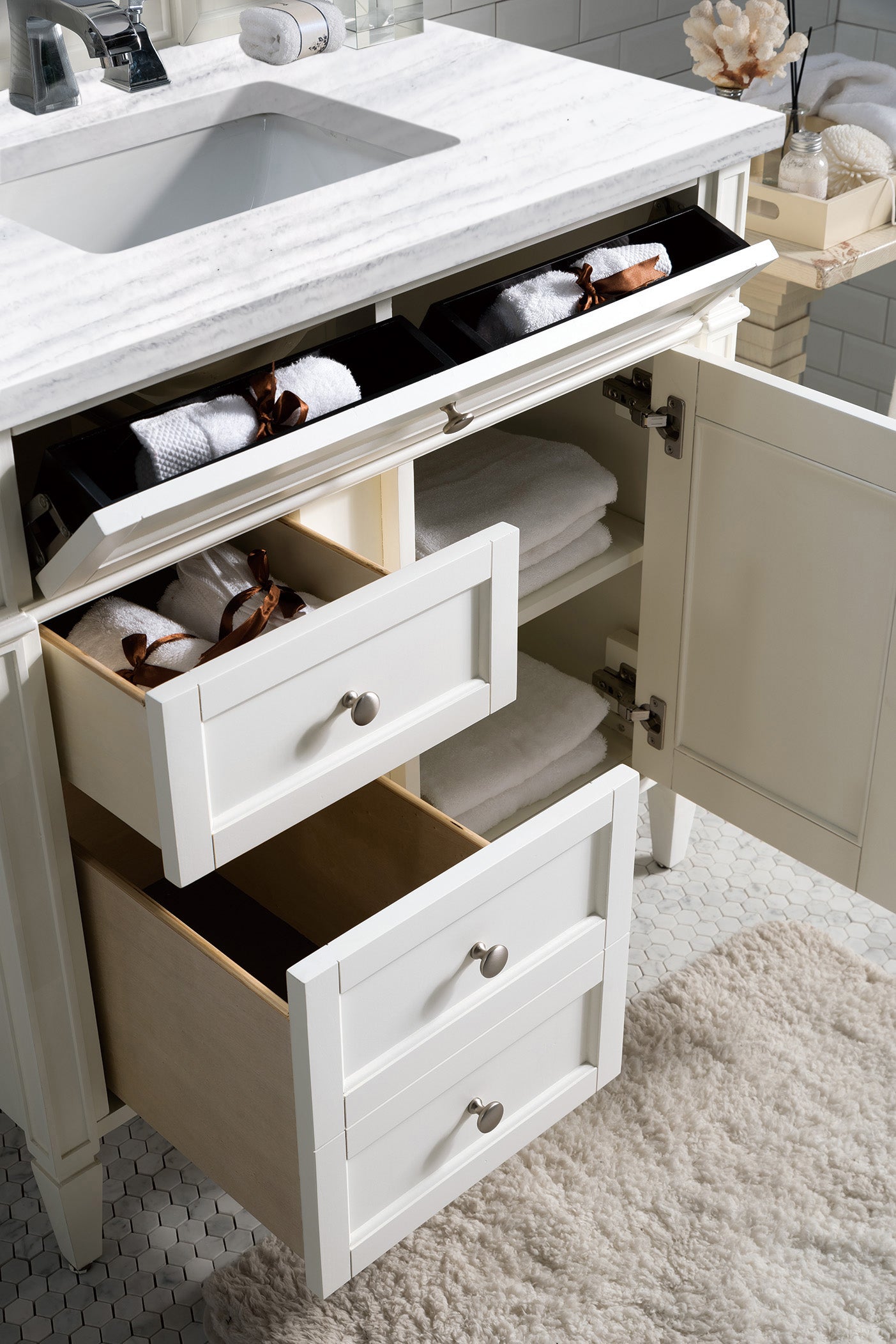 James Martin Brittany 36" Single Vanity in Bright White with 3cm Countertop