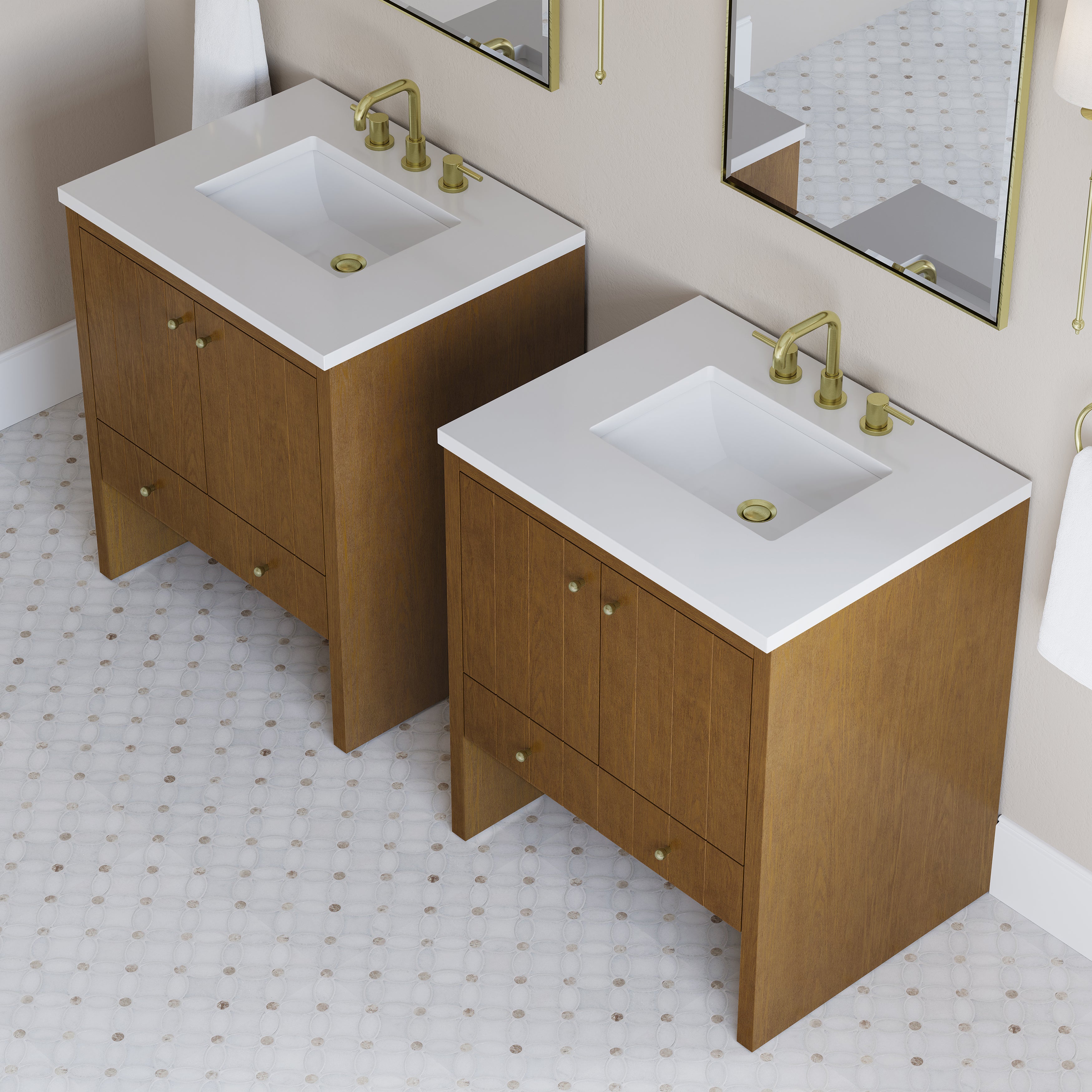 James Martin Hudson 30" Single Vanity in Honey Oak with 3cm Countertop