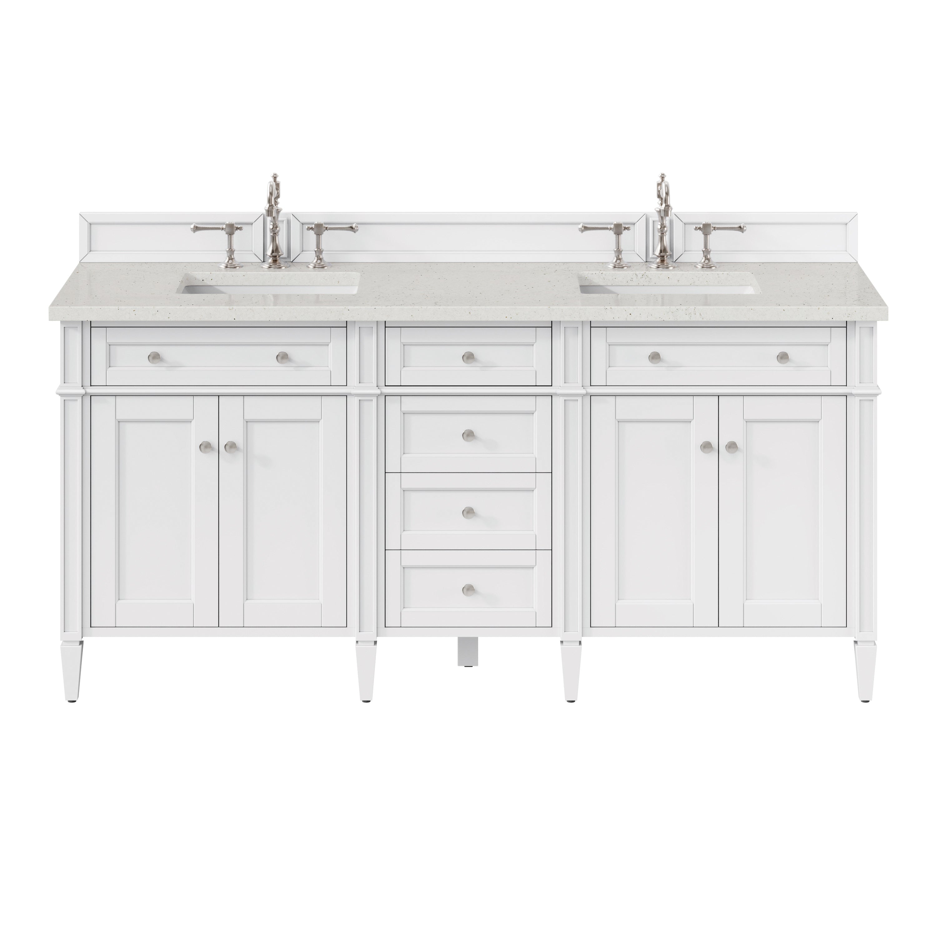 James Martin Brittany 72" Double Vanity in Bright White with 3cm Countertop