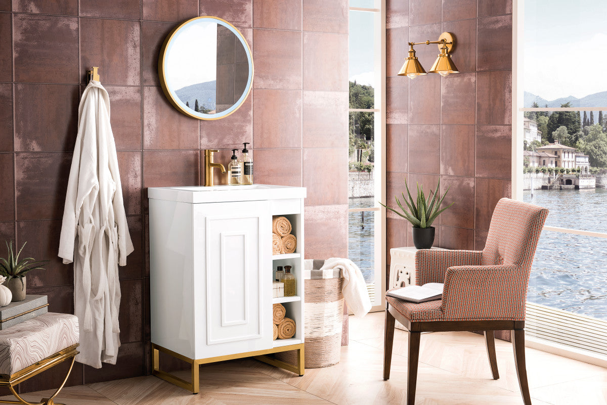 Alicante 24" Single Vanity with White Glossy Composite Stone Top