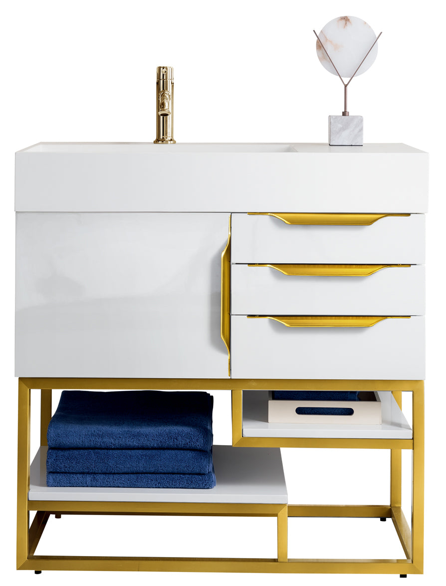 James Martin Columbia 36" Freestanding Single Vanity with Mineral Composite Stone Countertop