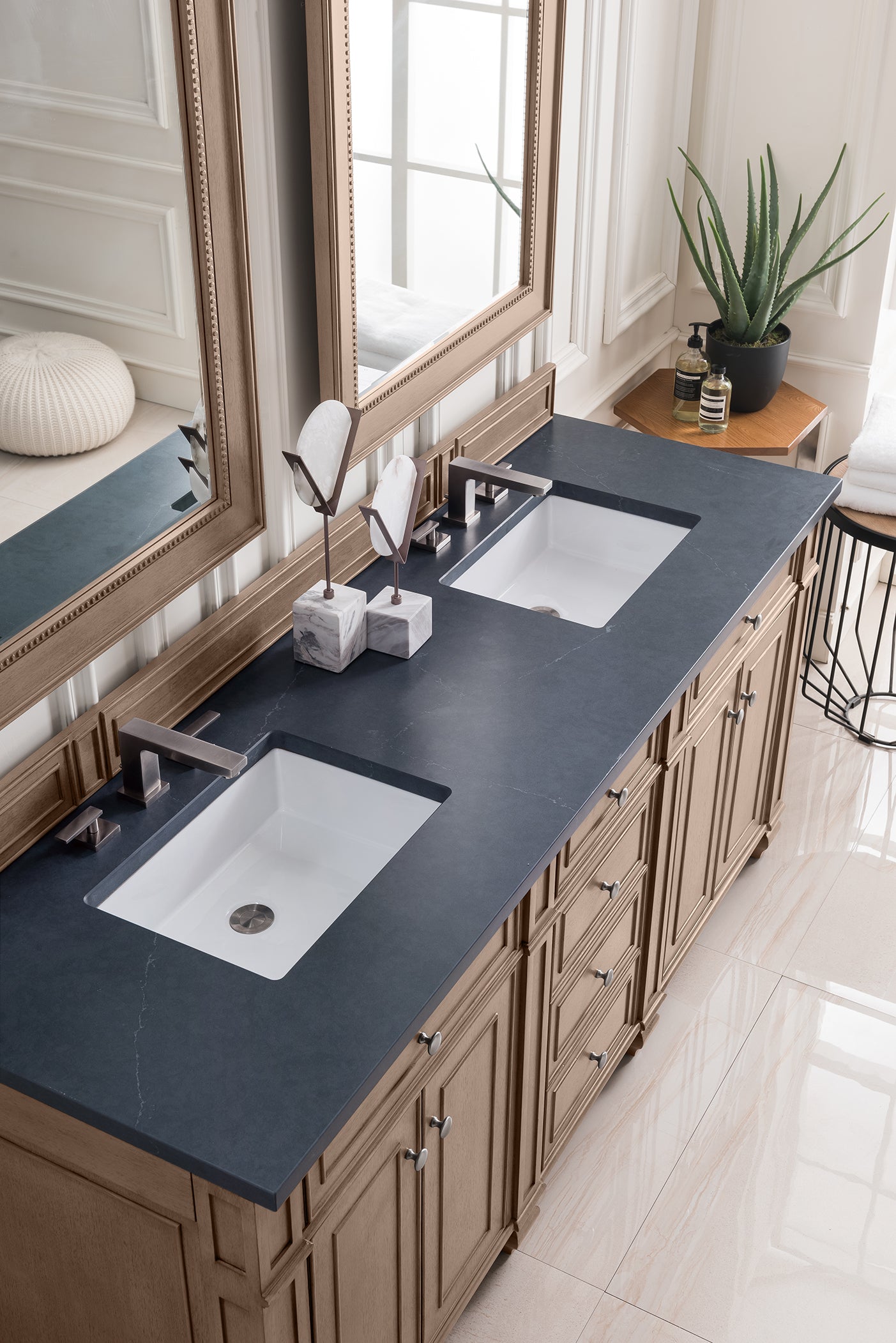 James Martin Bristol 72" Double Vanity in Whitewashed Walnut with 3cm Countertop