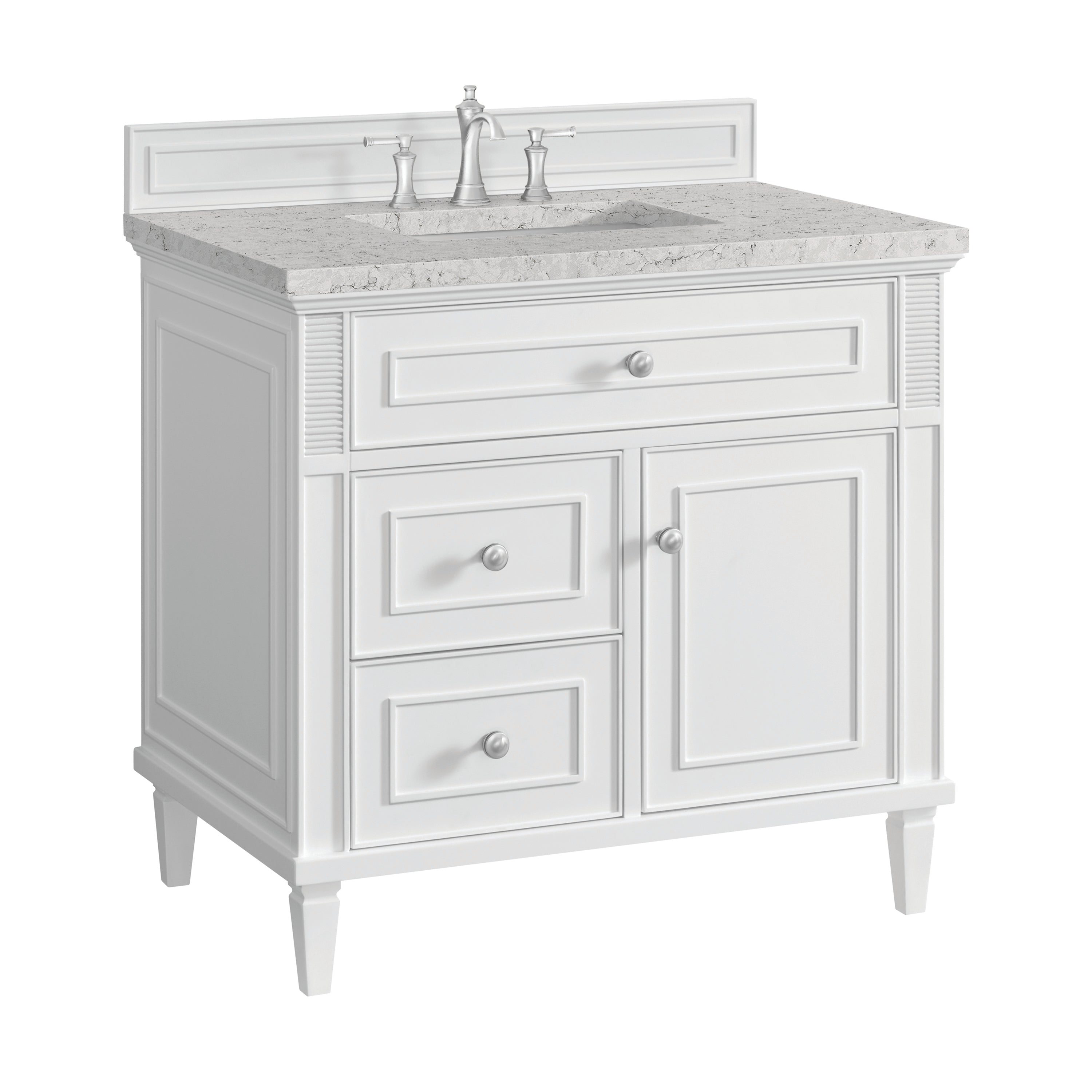 James Martin Lorelai 36" Single Vanity in Bright White with 3cm Countertop