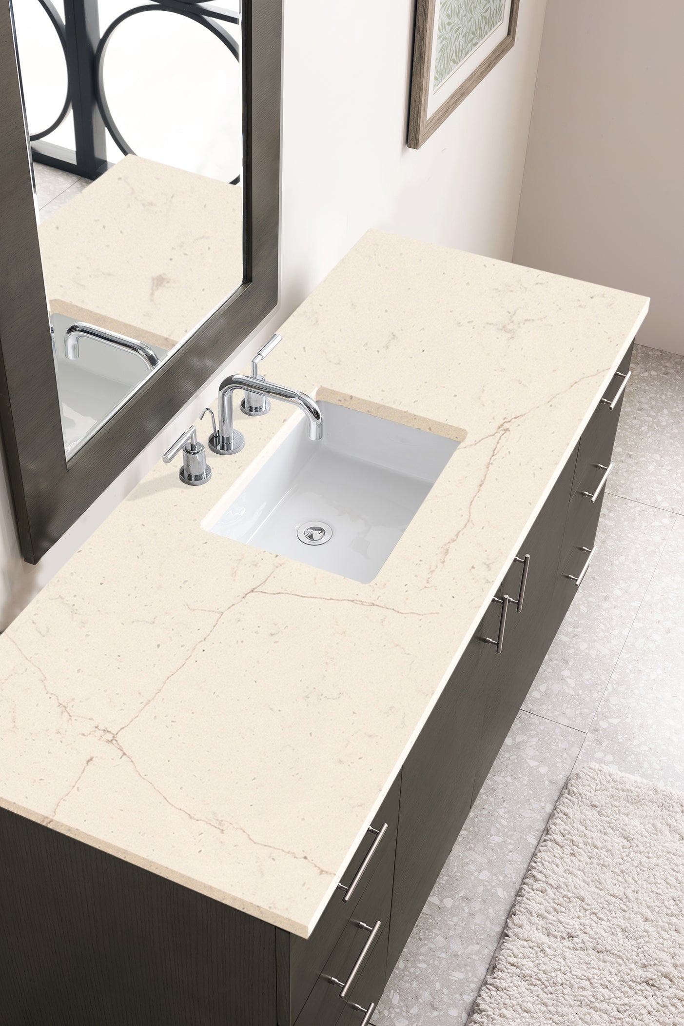 James Martin Metropolitan 60" Single Vanity in Silver Oak with 3cm Countertop