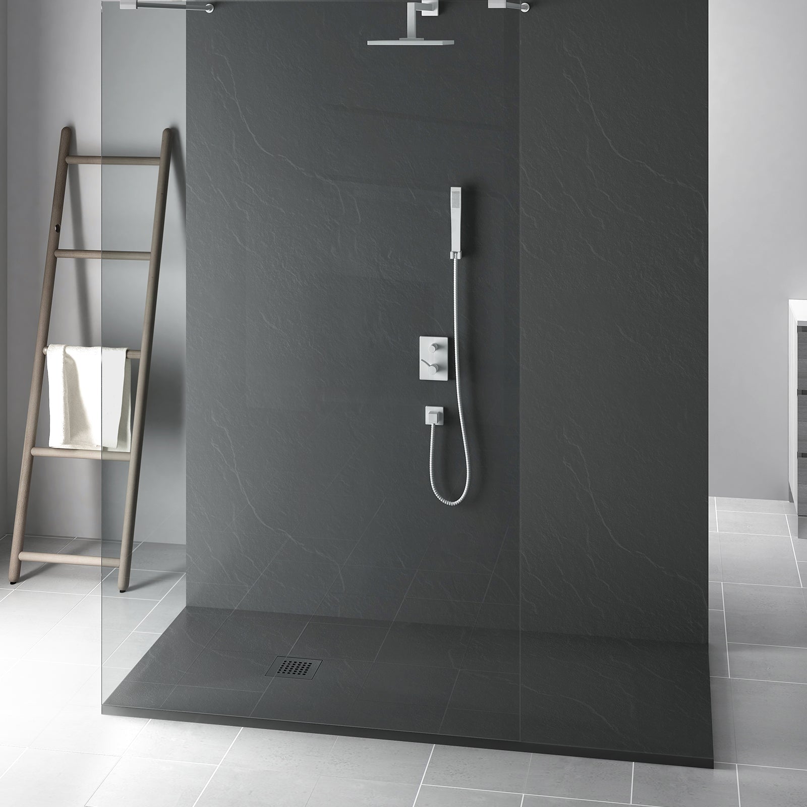 MAIDSTONE | DXV Anthracite Slate Stone Shower Pan