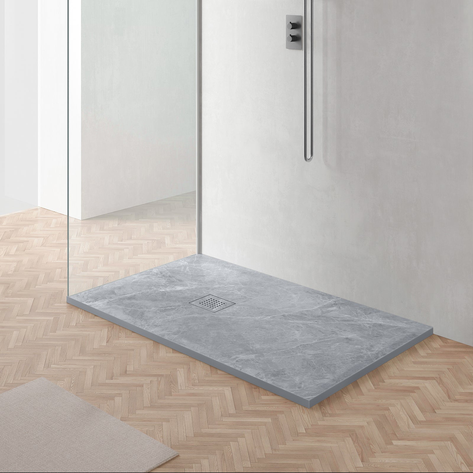 MAIDSTONE | DXV Grey Marble Stone Shower Pan