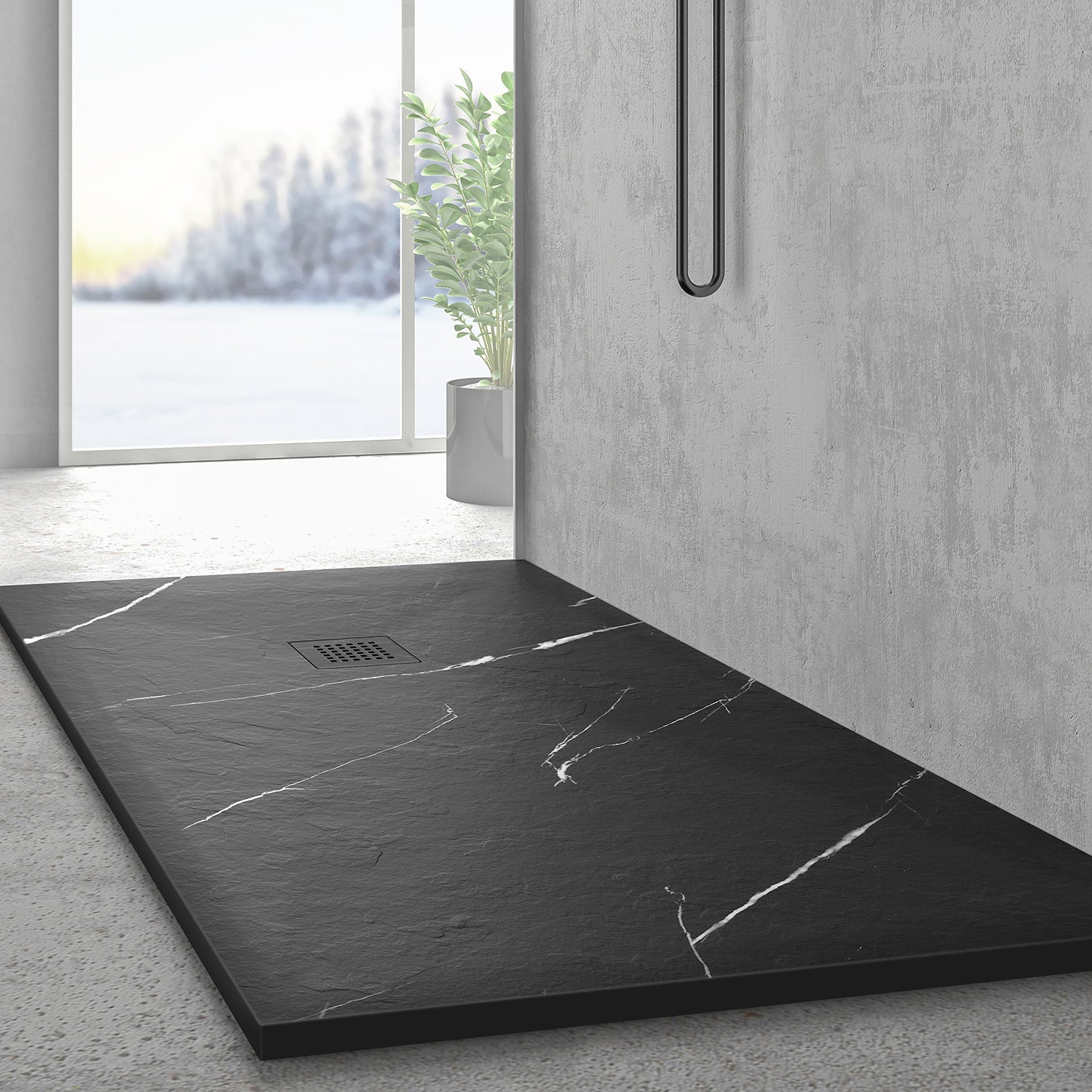 MAIDSTONE | DXV Black Marble Stone Shower Pan