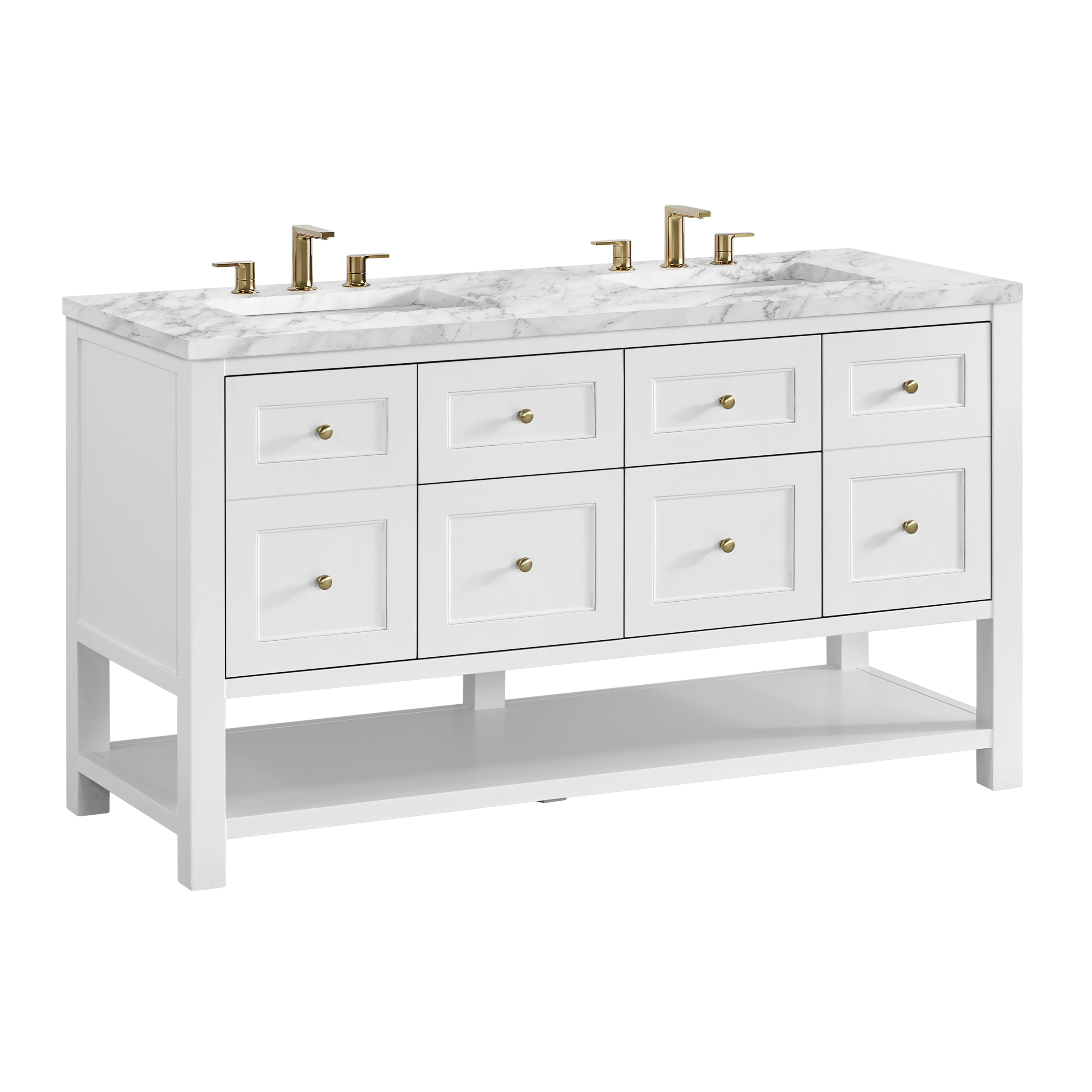James Martin Breckenridge 60" Double Vanity in Bright White with 3cm Countertop