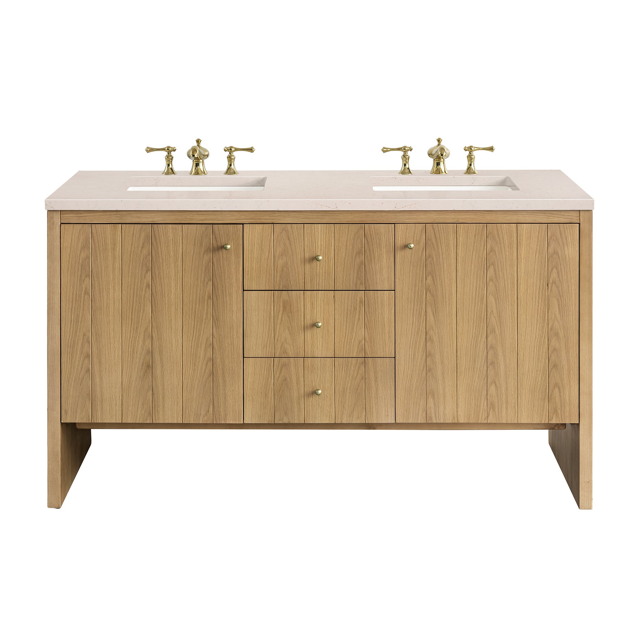 James Martin Hudson 60" Double Vanity in Light Natural Oak with 3cm Countertop