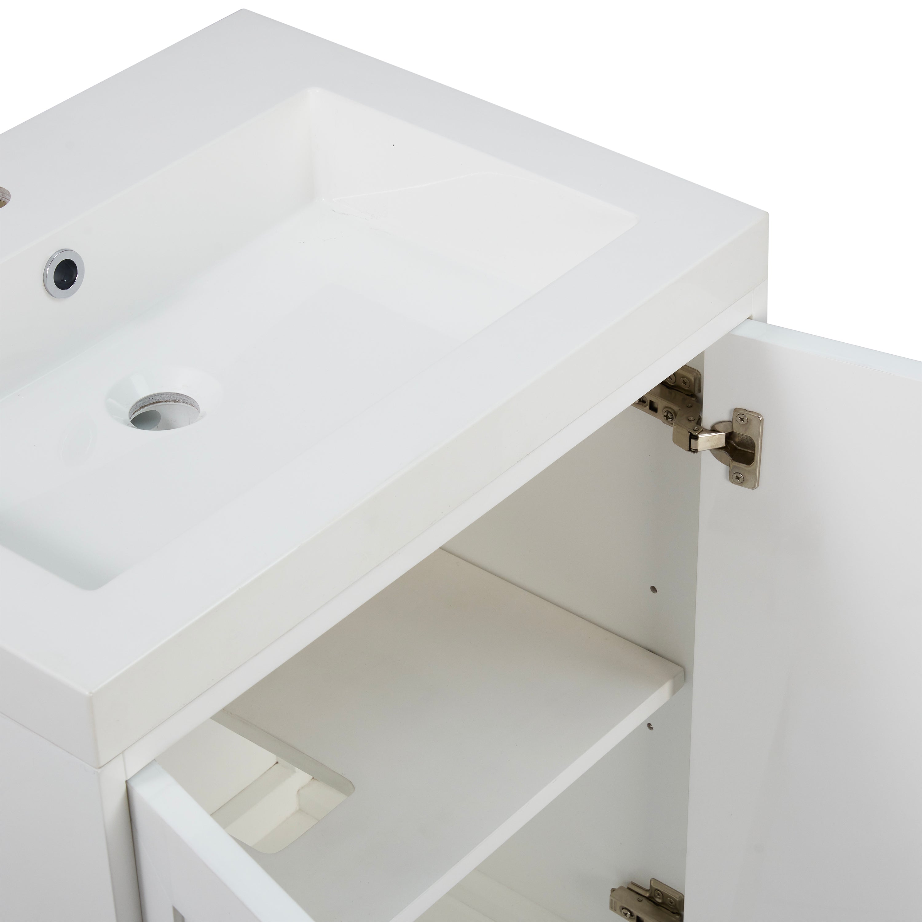 James Martin Chianti 24" Single Vanity in Glossy White with White Glossy Composite Stone Top
