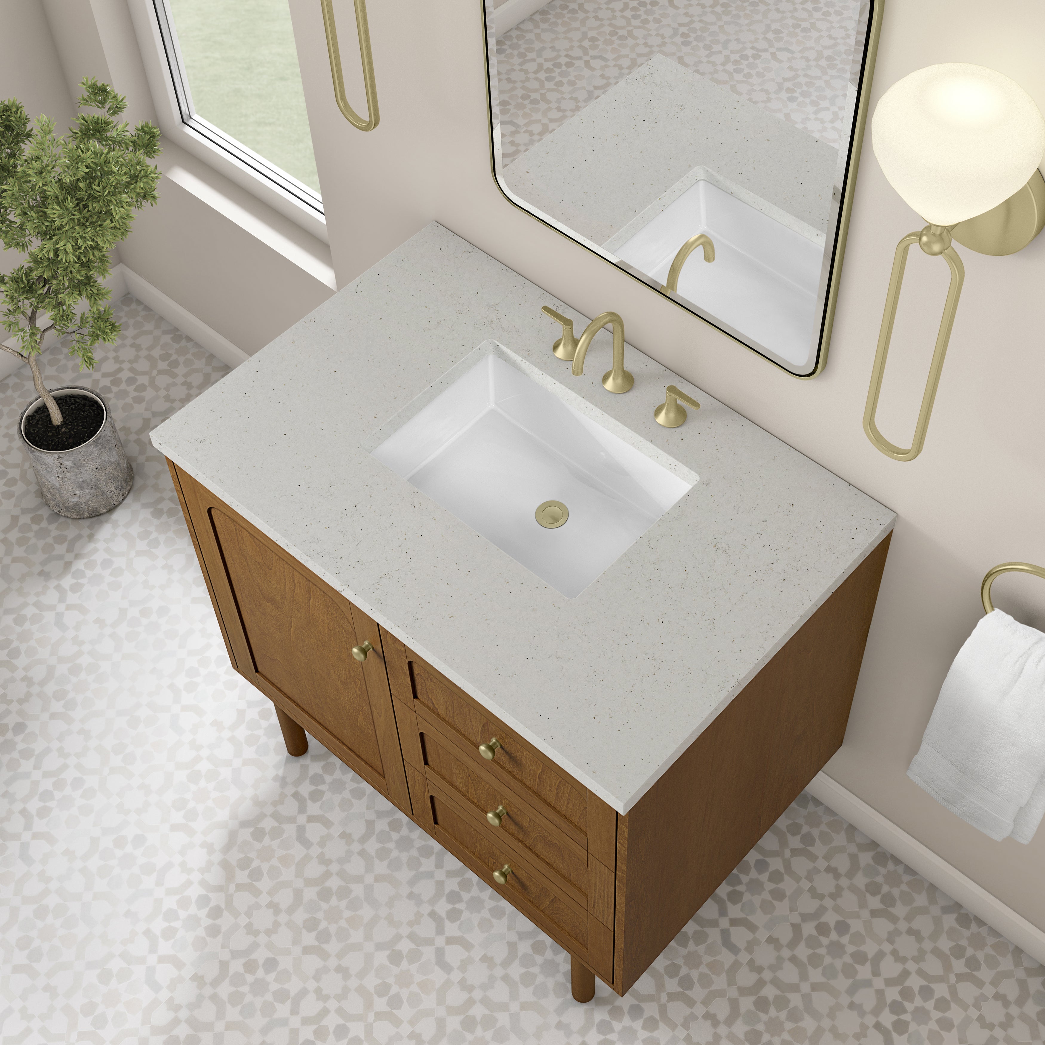 James Martin Laurent 36" Single Vanity in Honey Oak with 3cm Countertop