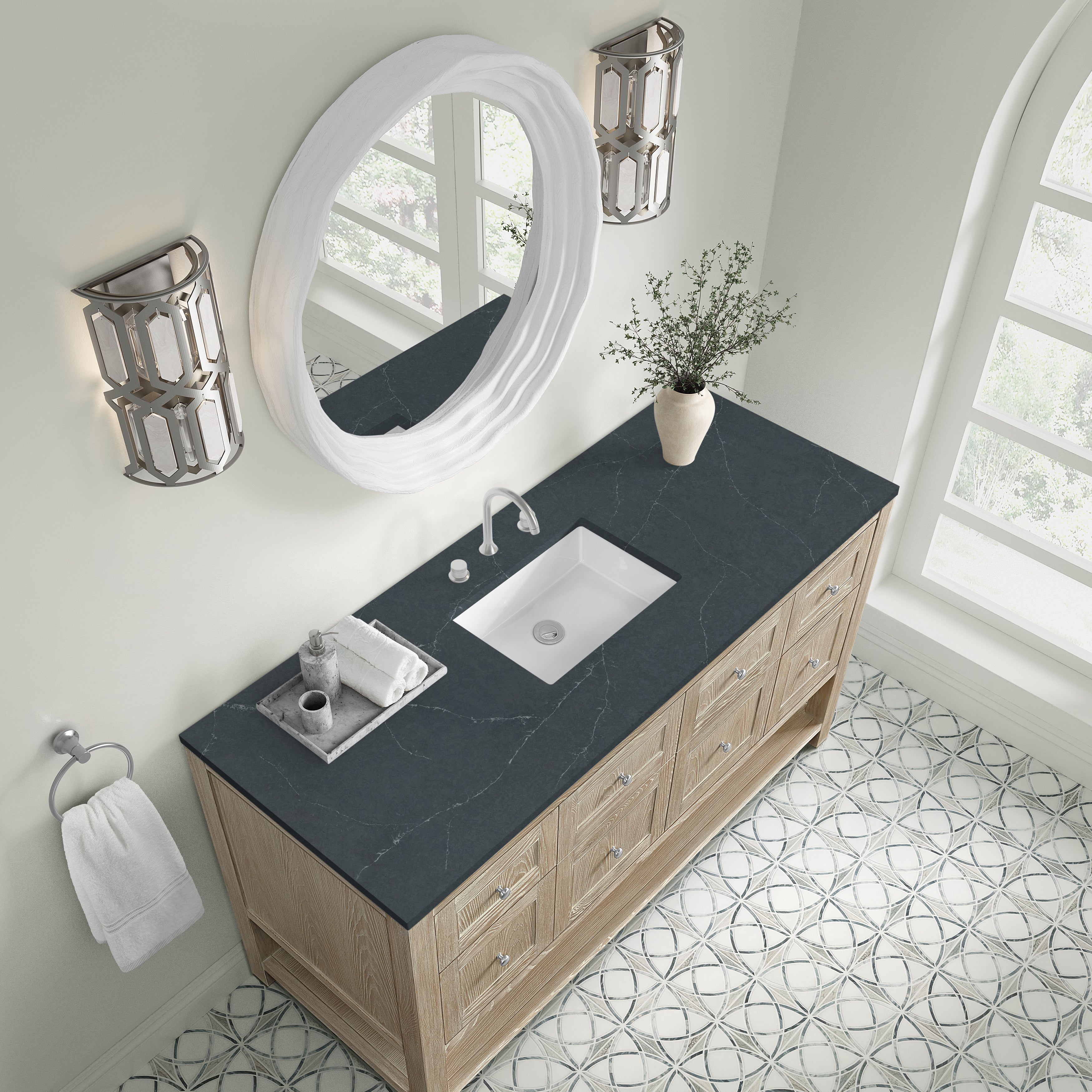 James Martin Breckenridge 60" Single Vanity in Whitewashed Oak with 3cm Countertop