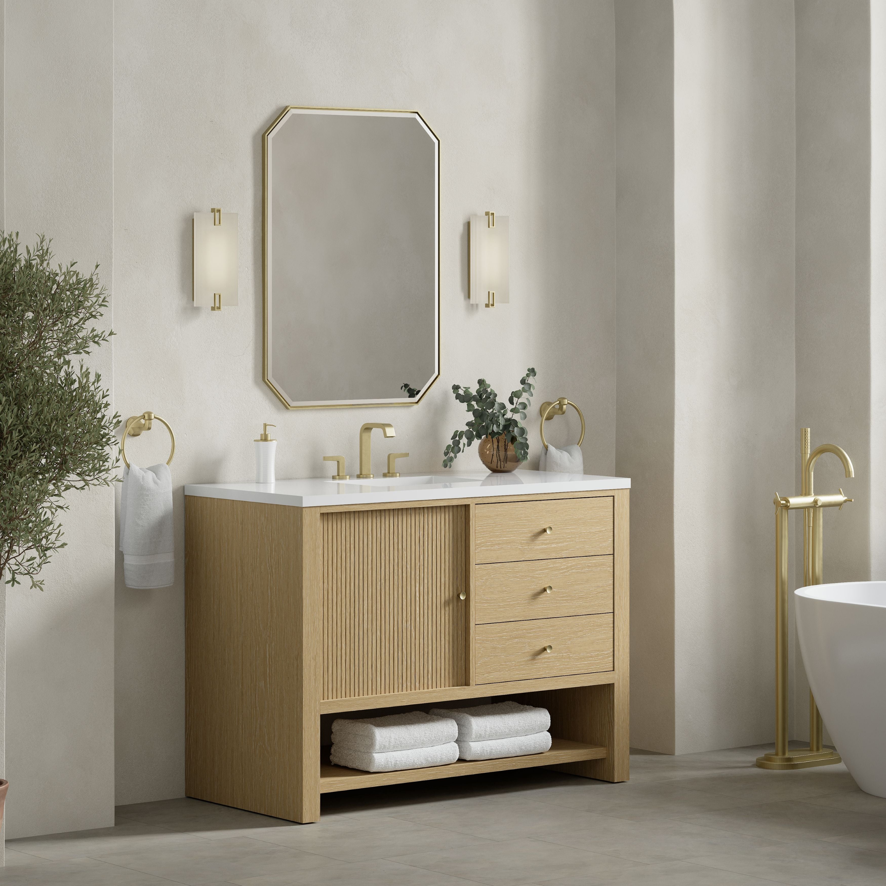 James Martin Marigot 48" Single Vanity in Sunwashed Oak with 3cm Countertop