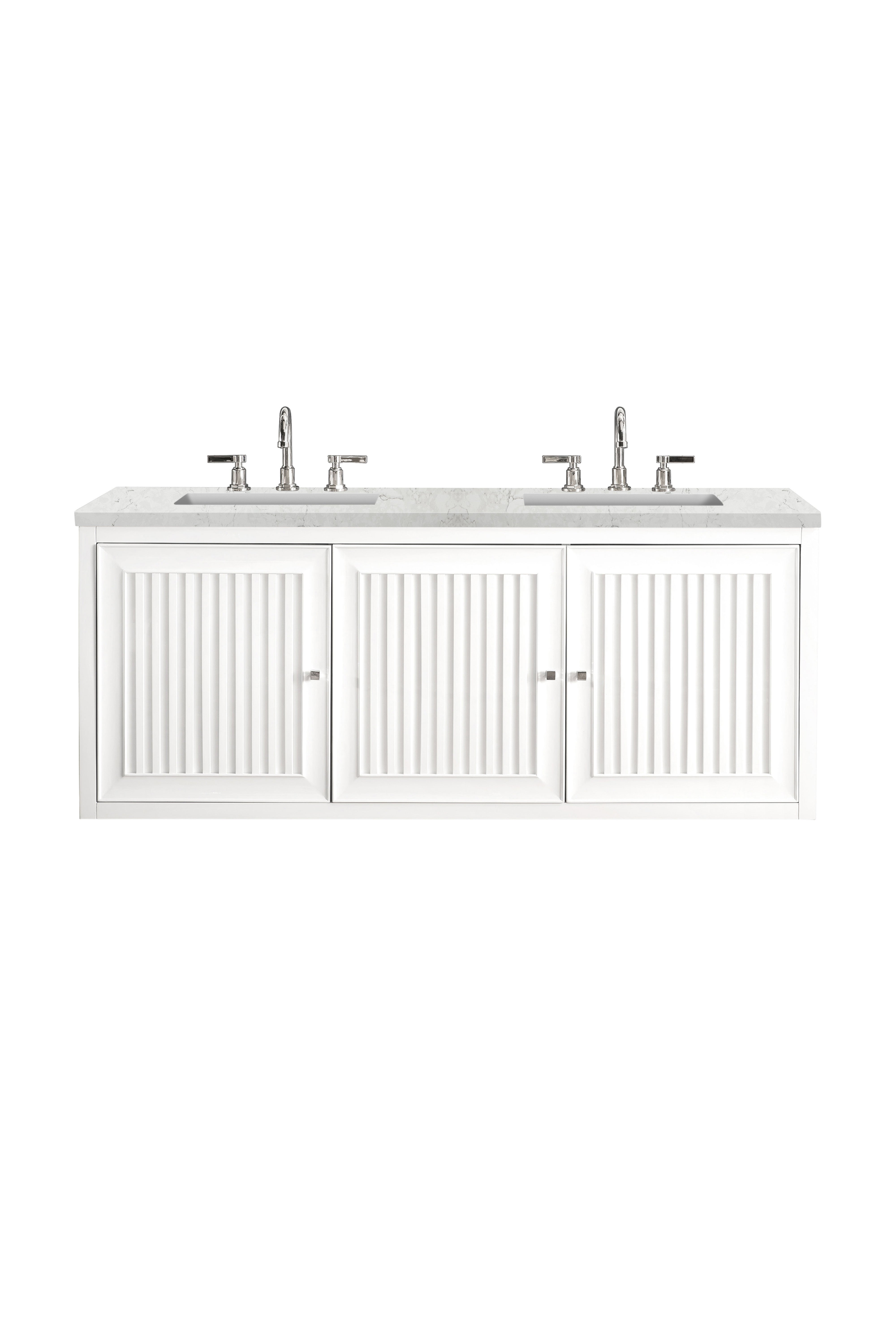 James Martin Athens 60" Double Vanity in Glossy White with 3cm Countertop