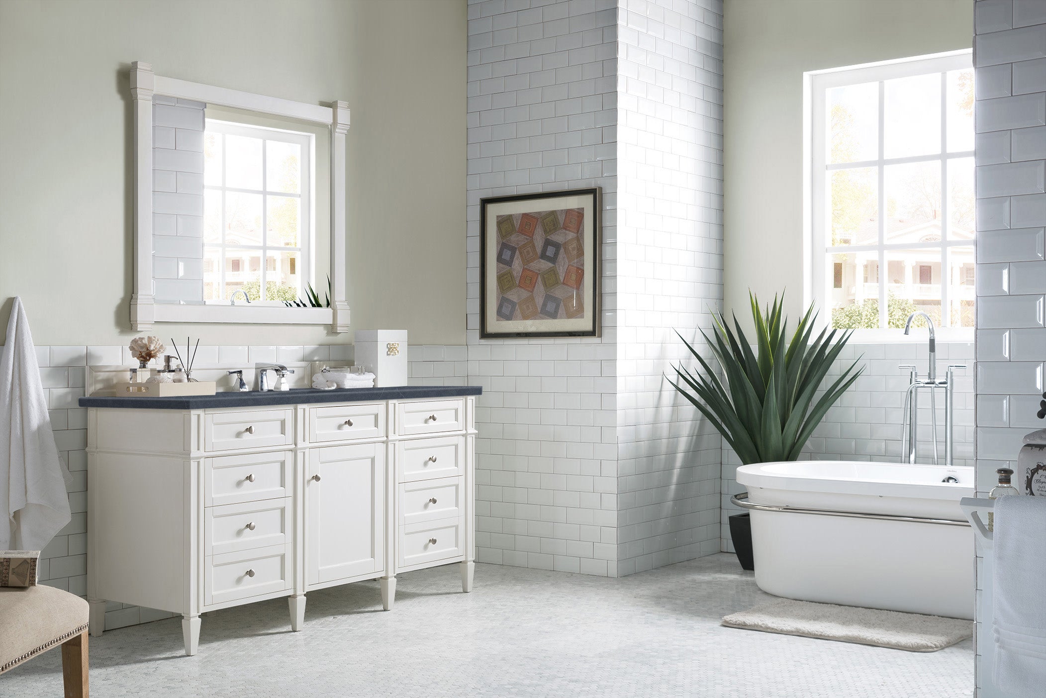 James Martin Brittany 60" Single Vanity in Bright White with 3cm Countertop