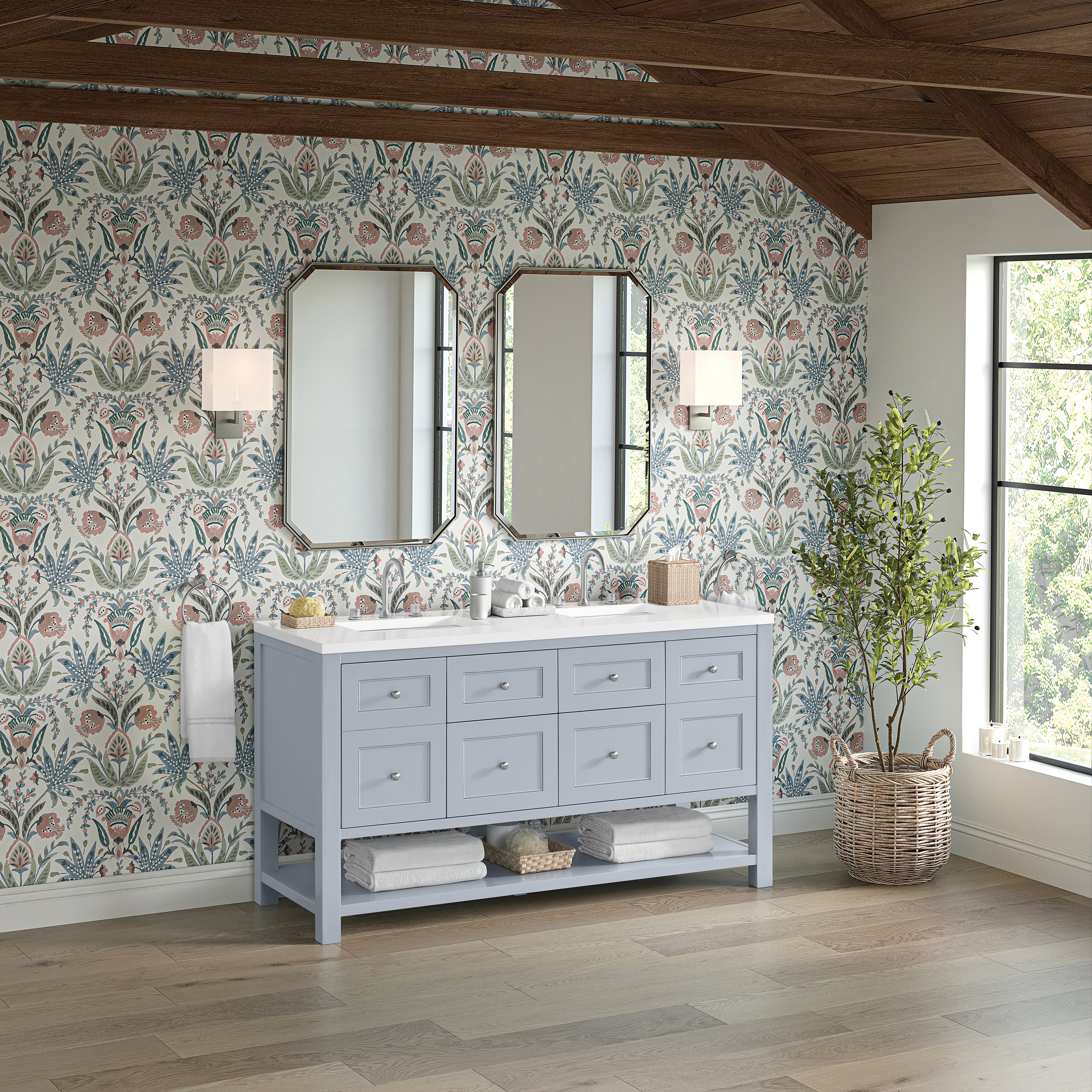 James Martin Breckenridge 60" Double Vanity in Serenity Blue with 3cm Countertop