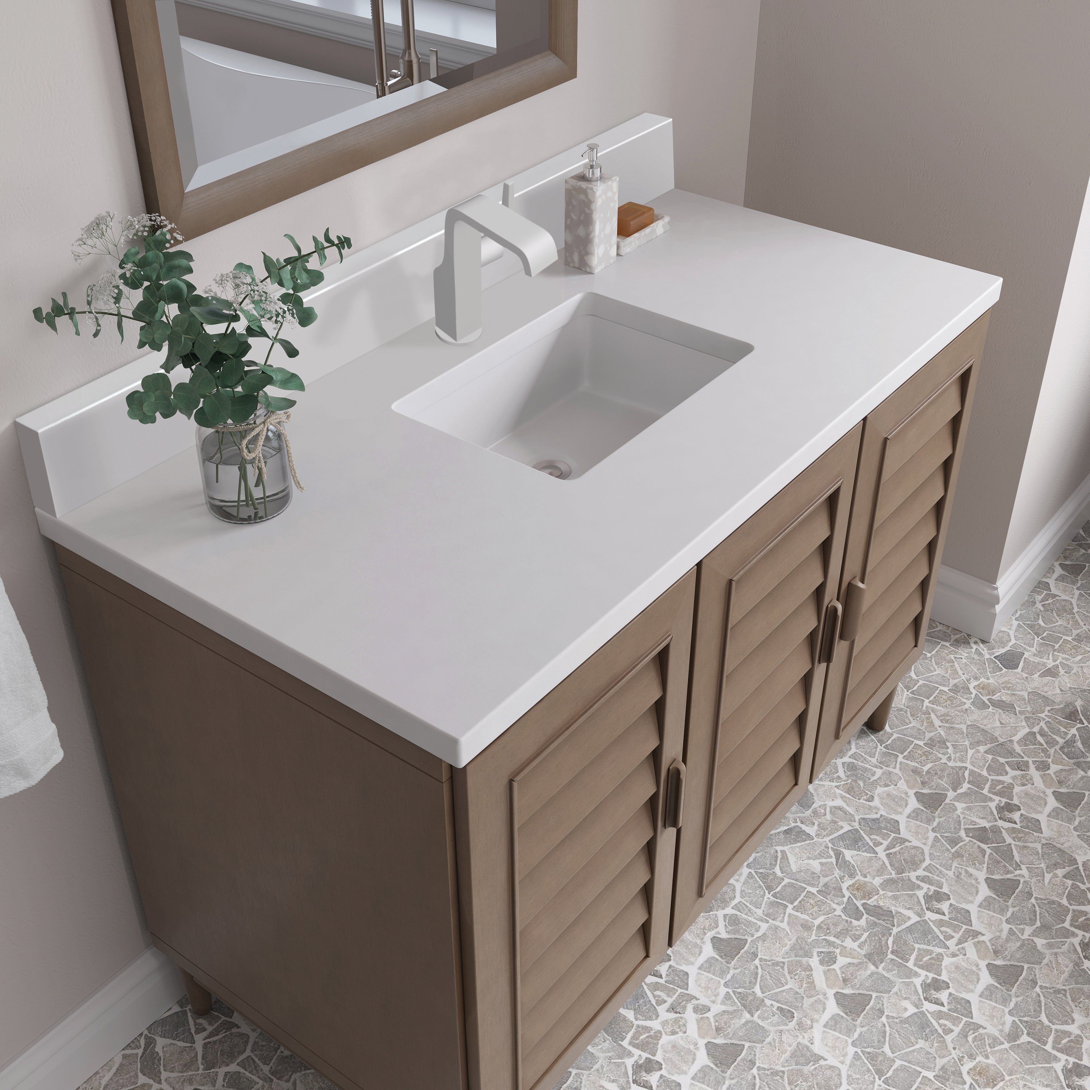 James Martin Portland 48" Single Vanity in Whitewashed Walnut with 3cm Countertop