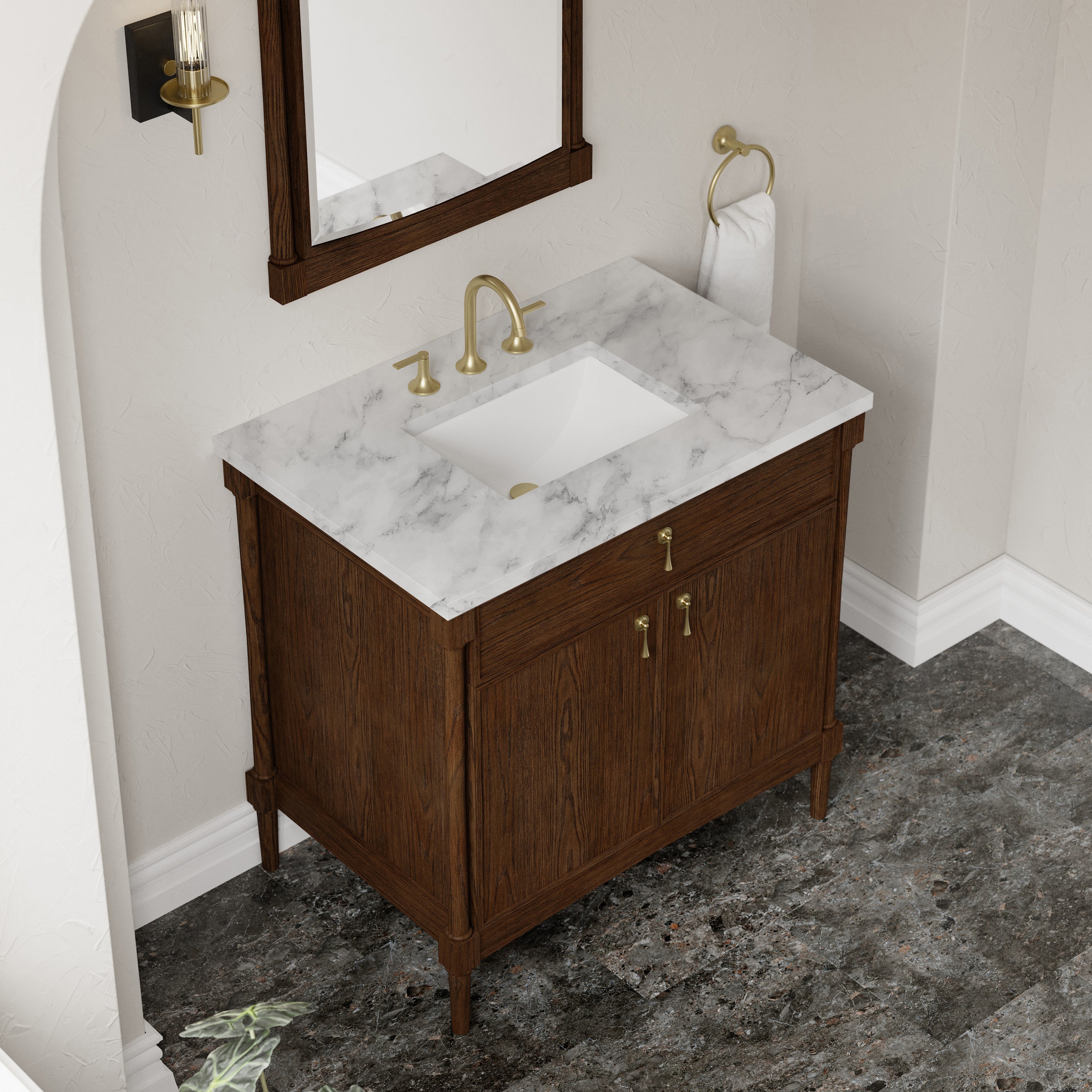 James Martin Kinnsden 36" Single Vanity in Sable Oak with 3cm Countertop