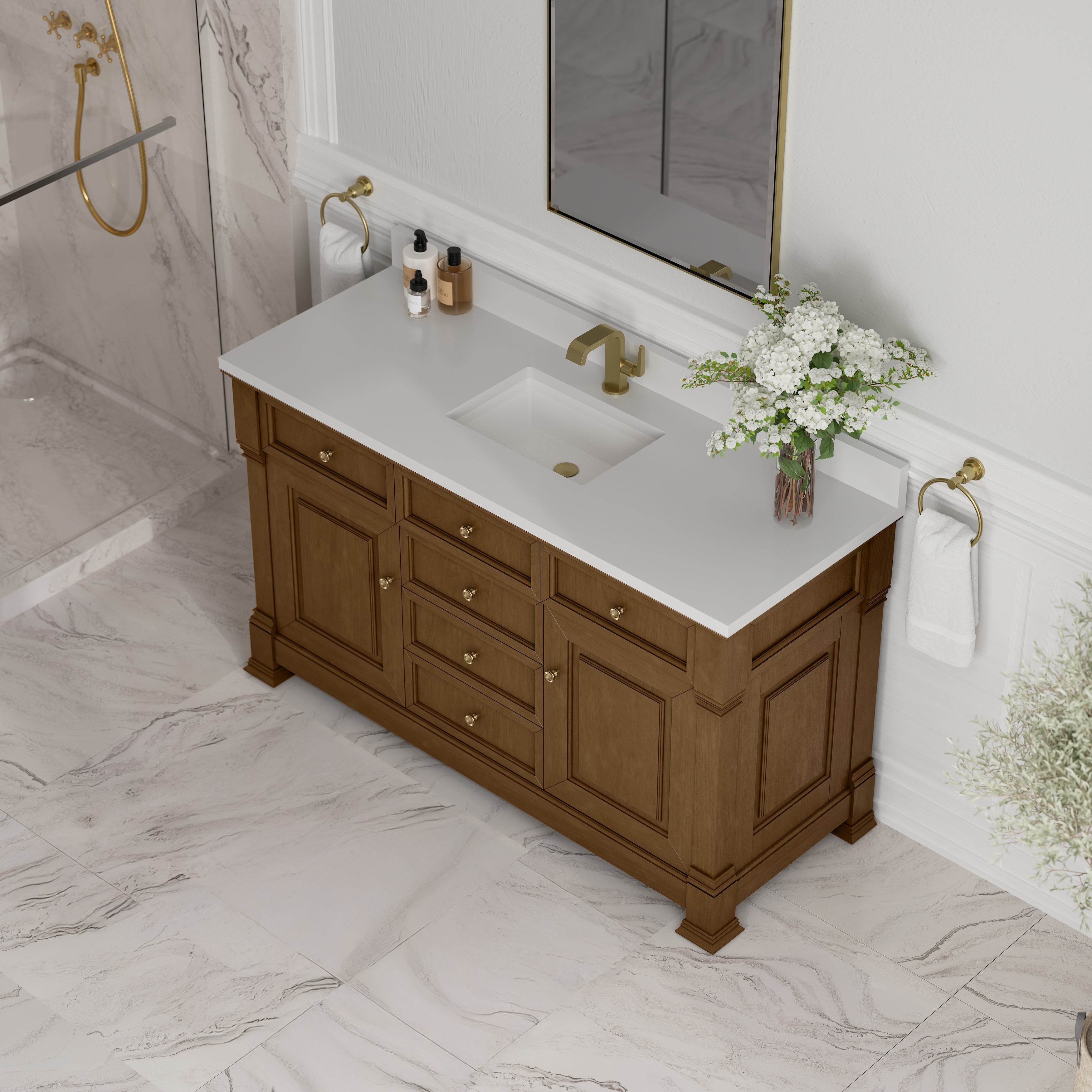 James Martin Brookfield 60" Single Vanity in Honey Oak with 3cm Countertop